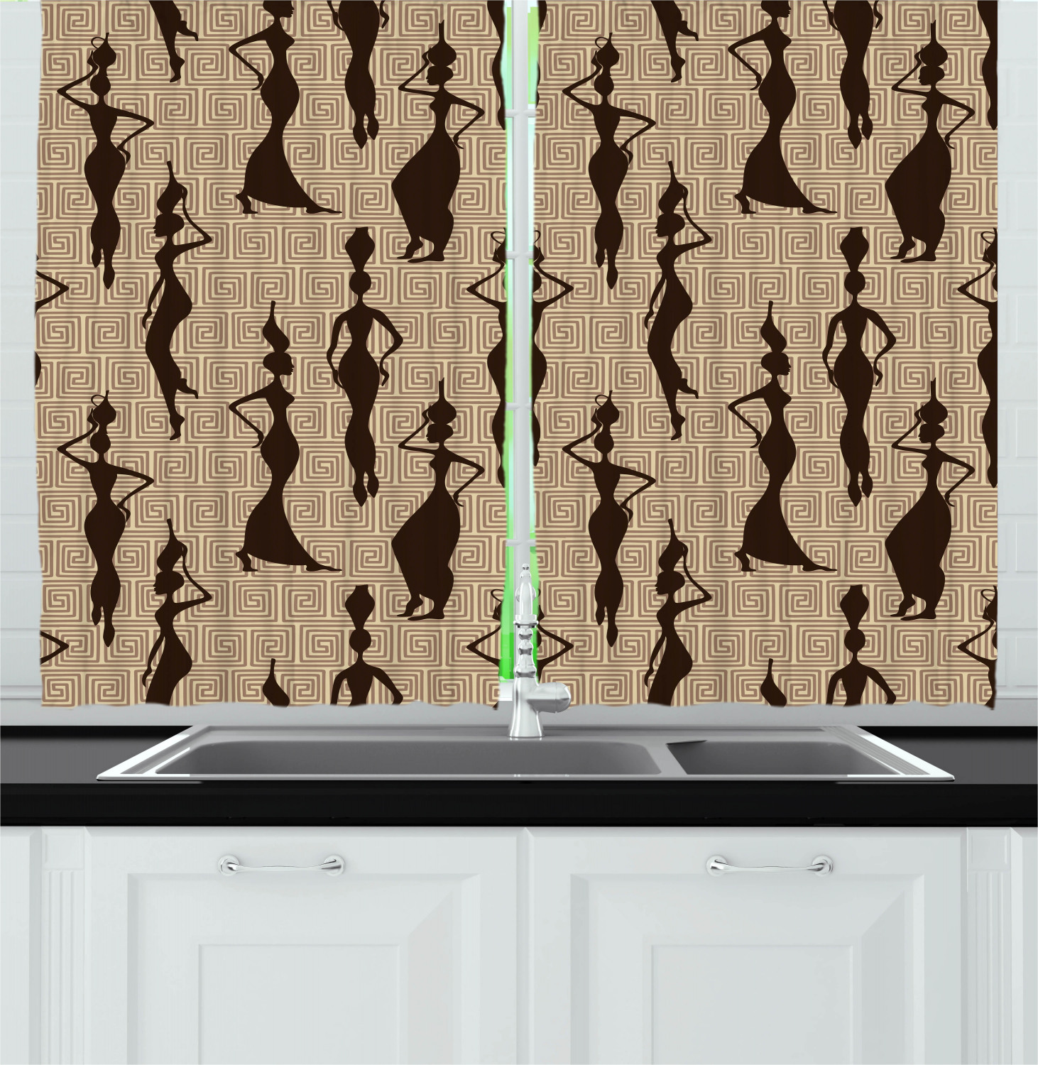Africa Kitchen Curtains 2 Panel Set Window Drapes 55" X 39" Ambesonne - Picture 11 of 18