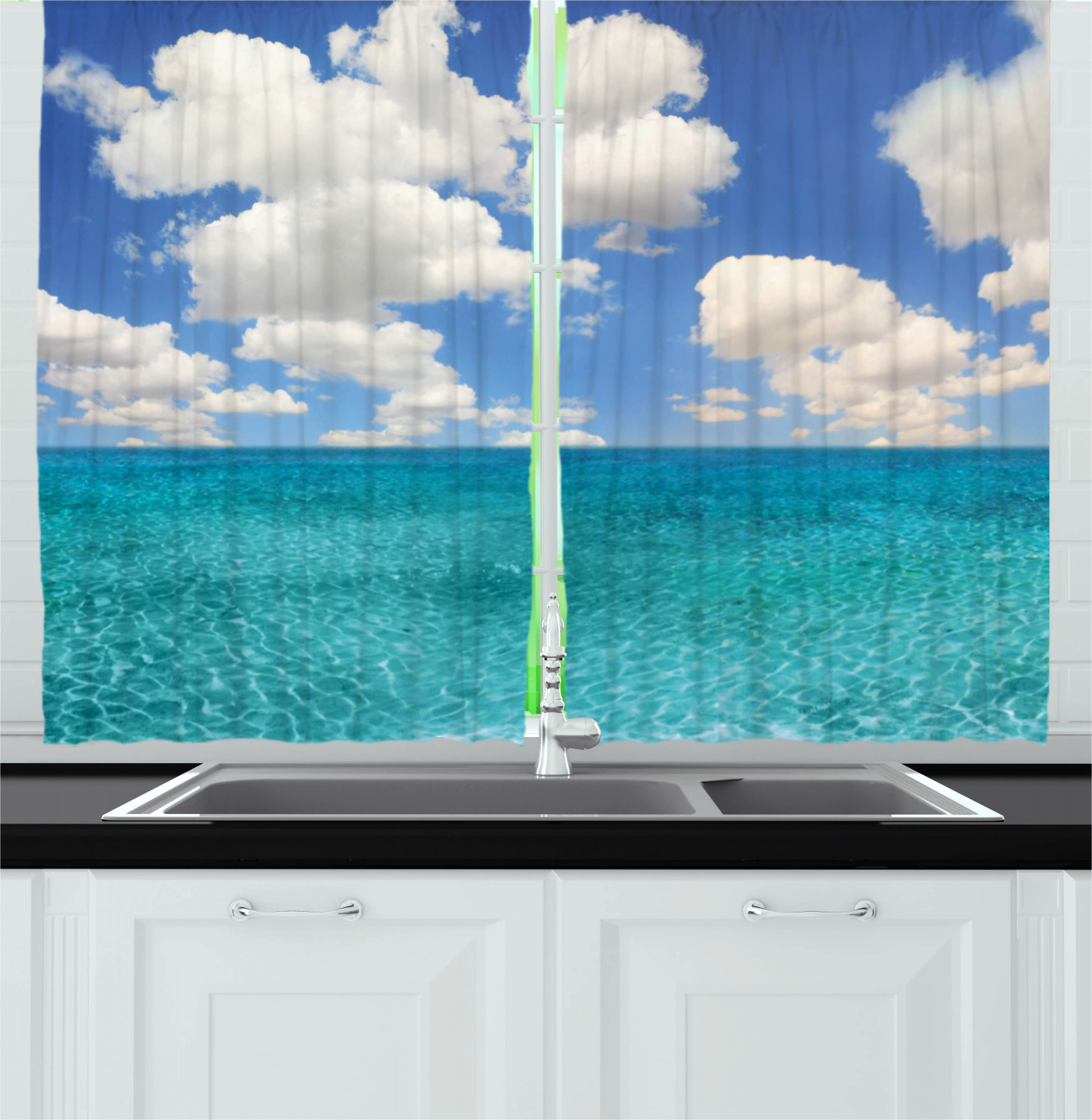 Retro Fabric Kitchen Curtains 2 Panel Set Window Drapes 55" X 39" - Picture 17 of 27