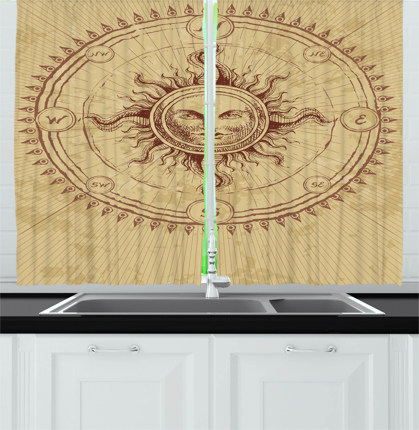 Retro Fabric Kitchen Curtains 2 Panel Set Window Drapes 55" X 39" - Picture 24 of 27