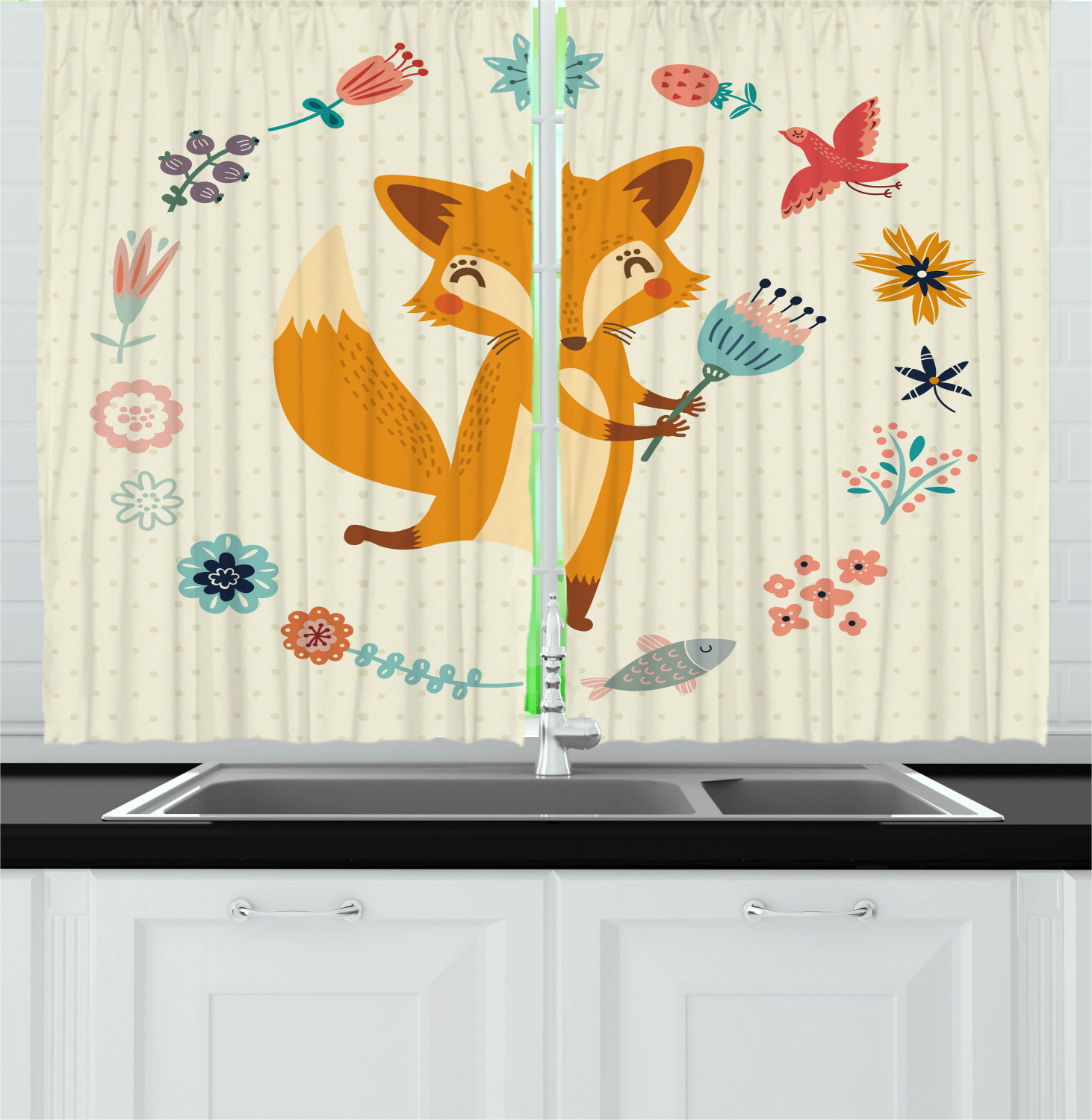 Modern Contemporary Kitchen Curtains 2 Panel Set Window ...