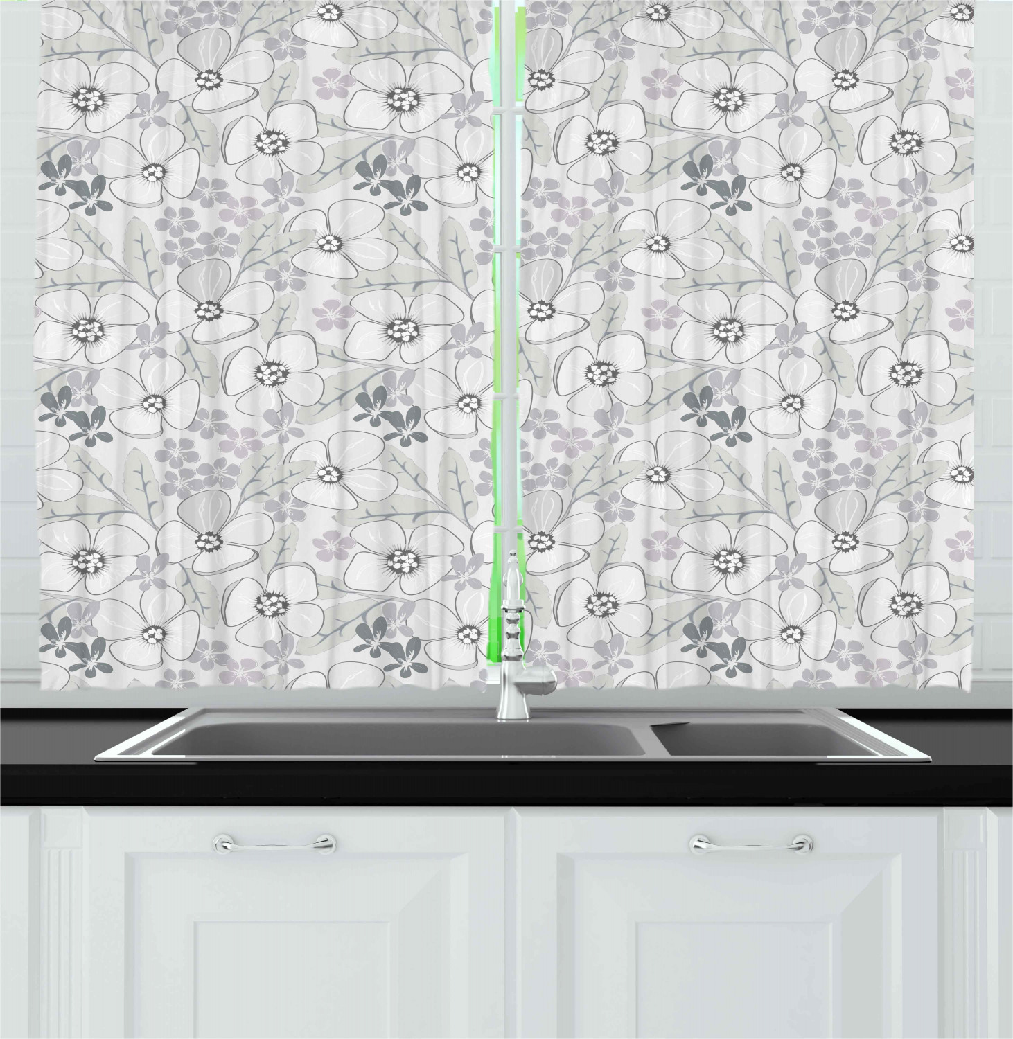 Retro Style Kitchen Curtains 2 Panel Set Window Drapes 55 X 39