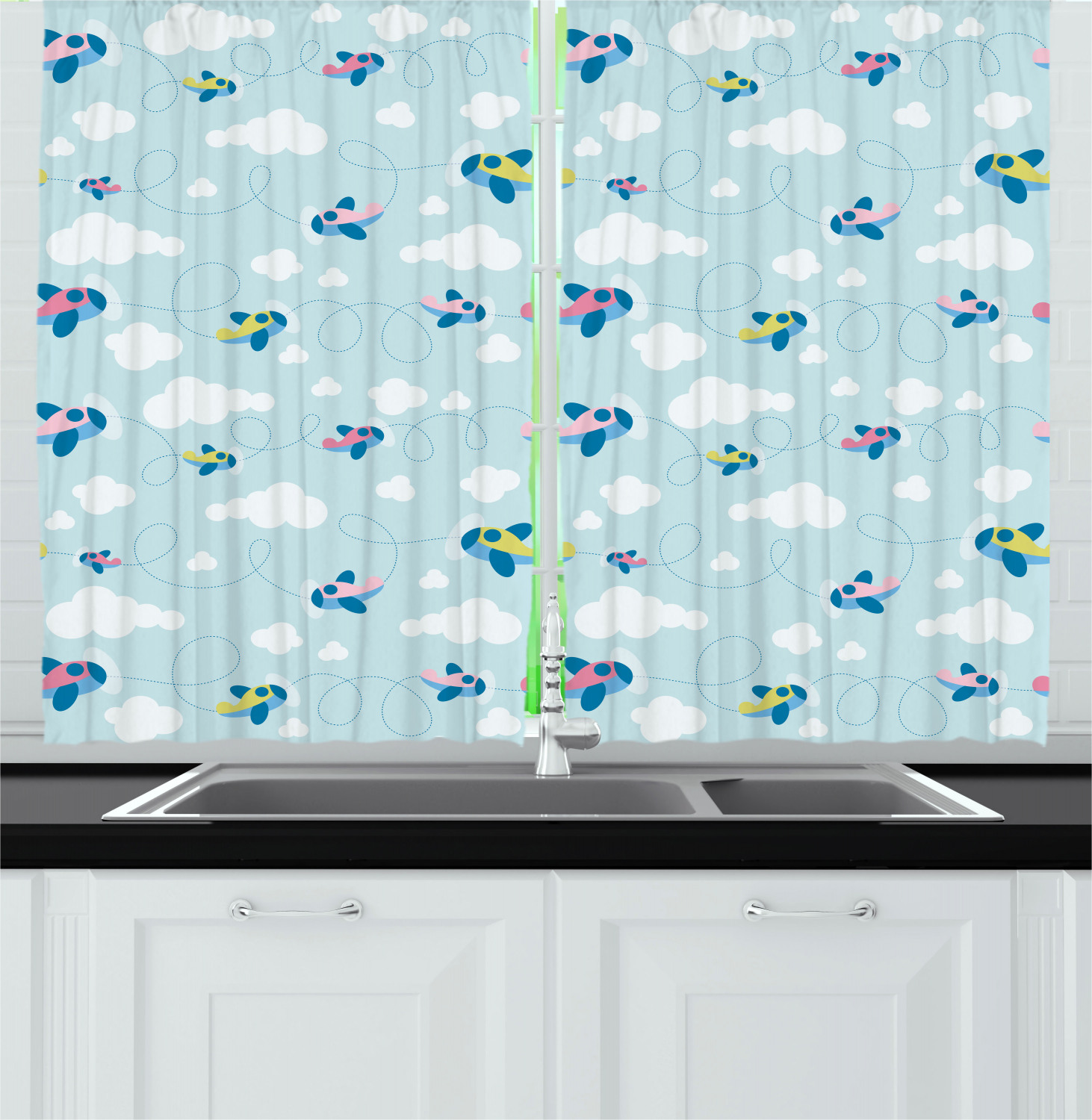 Colorful Boho Kitchen Curtains 2 Panel Set Window Drapes 55" X 39" Ambesonne - Picture 11 of 24