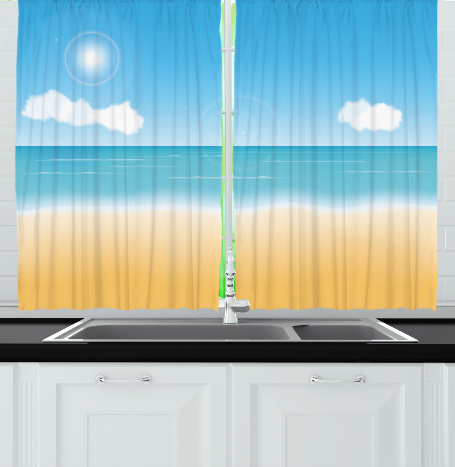 Colorful Boho Kitchen Curtains 2 Panel Set Window Drapes 55" X 39" Ambesonne - Picture 14 of 24