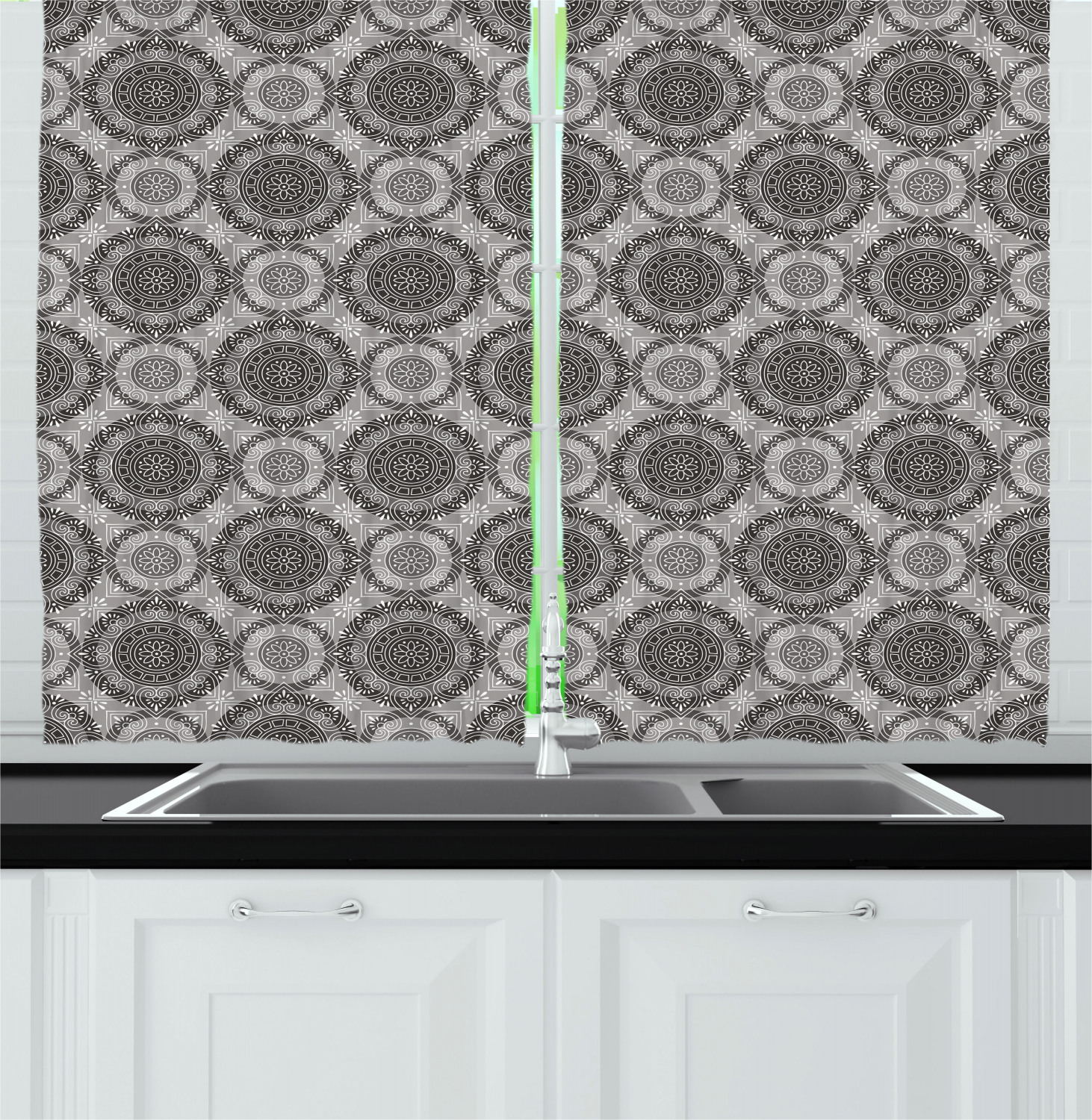 Colorful Boho Kitchen Curtains 2 Panel Set Window Drapes 55" X 39" Ambesonne - Picture 9 of 24