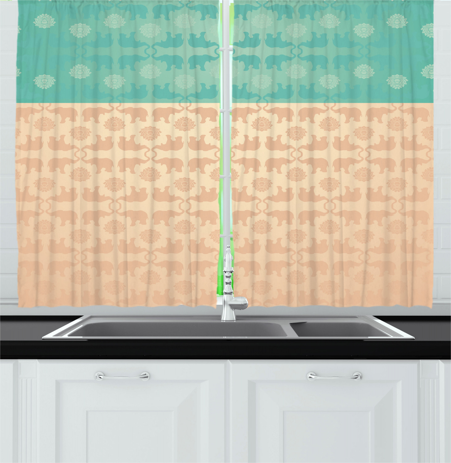 Colorful Boho Kitchen Curtains 2 Panel Set Window Drapes 55" X 39" Ambesonne - Picture 8 of 24