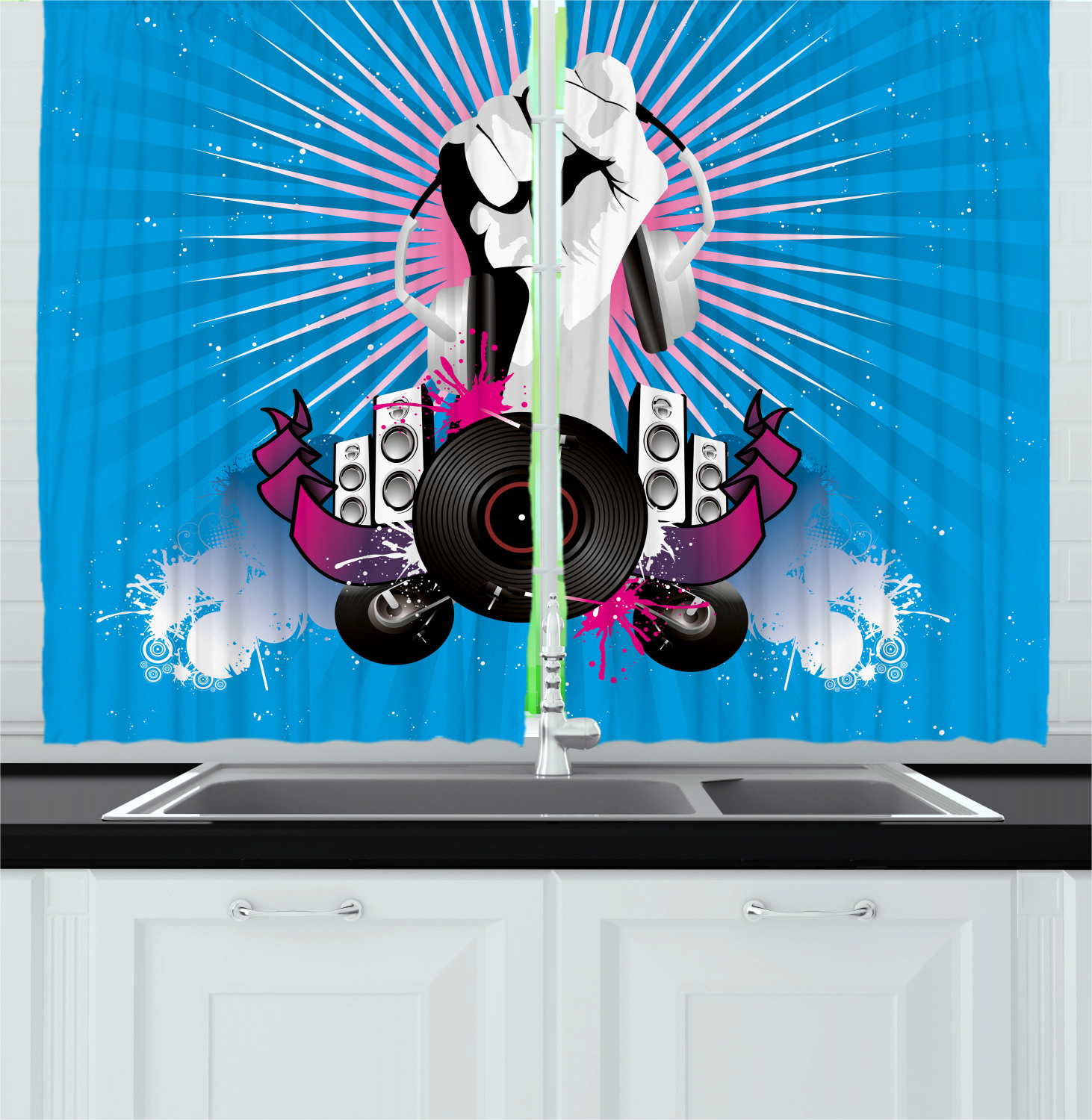 Colorful Boho Kitchen Curtains 2 Panel Set Window Drapes 55" X 39" Ambesonne - Picture 13 of 24
