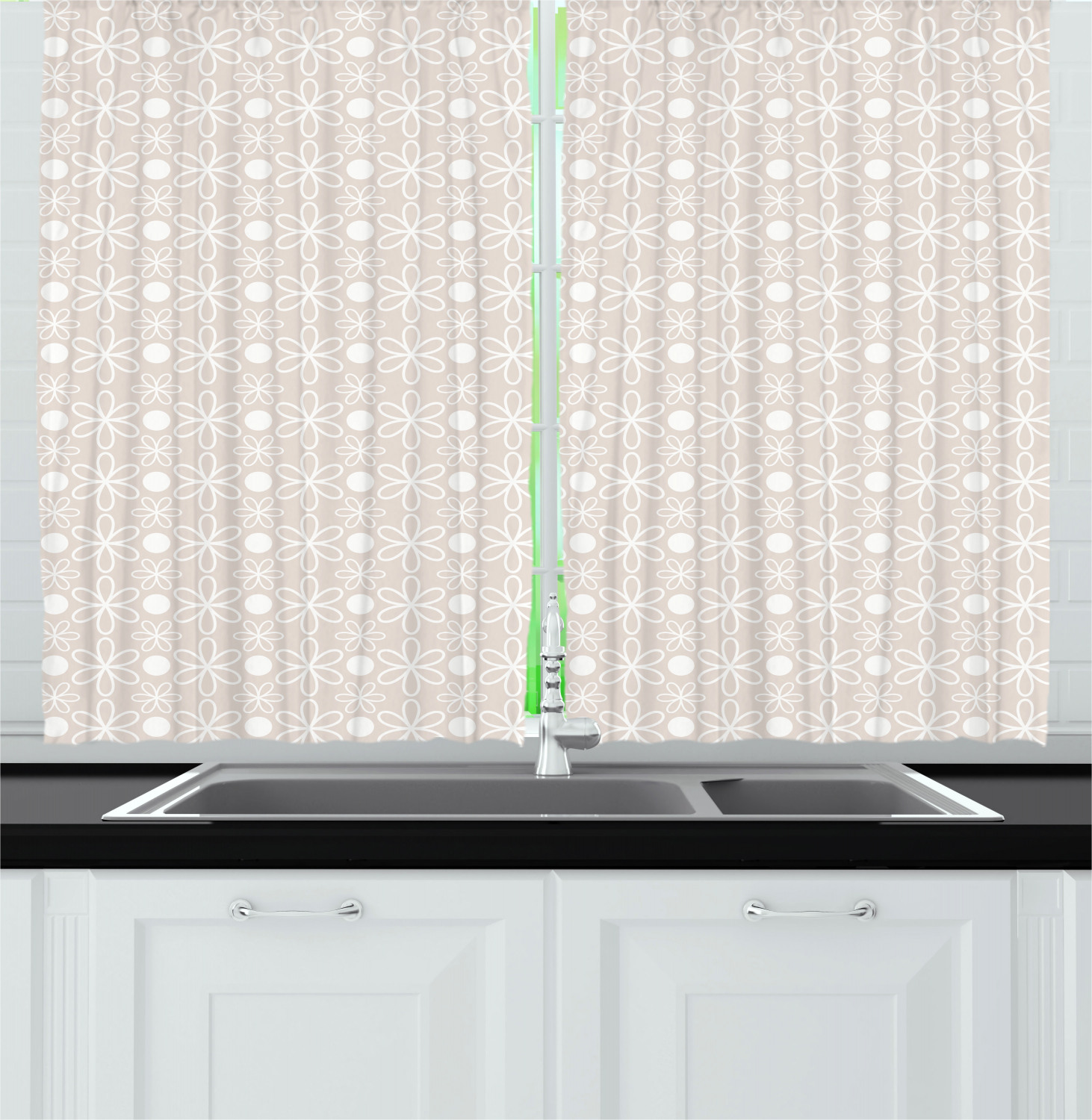 Abstract Bohemian Kitchen Curtains 2 Panel Set Window Drapes 55" X 39" Ambesonne - Picture 14 of 21