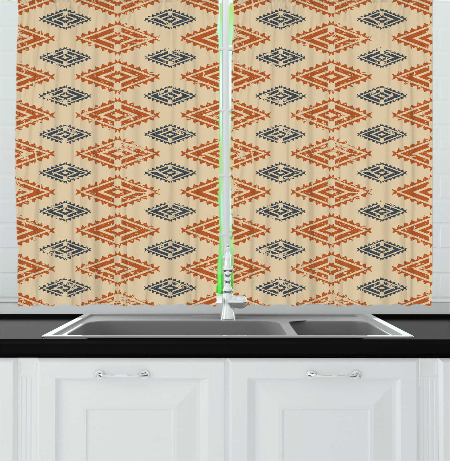 Zambia Kitchen Curtains 2 Panel Set Window Drapes 55" X 39" Ambesonne - Picture 7 of 13