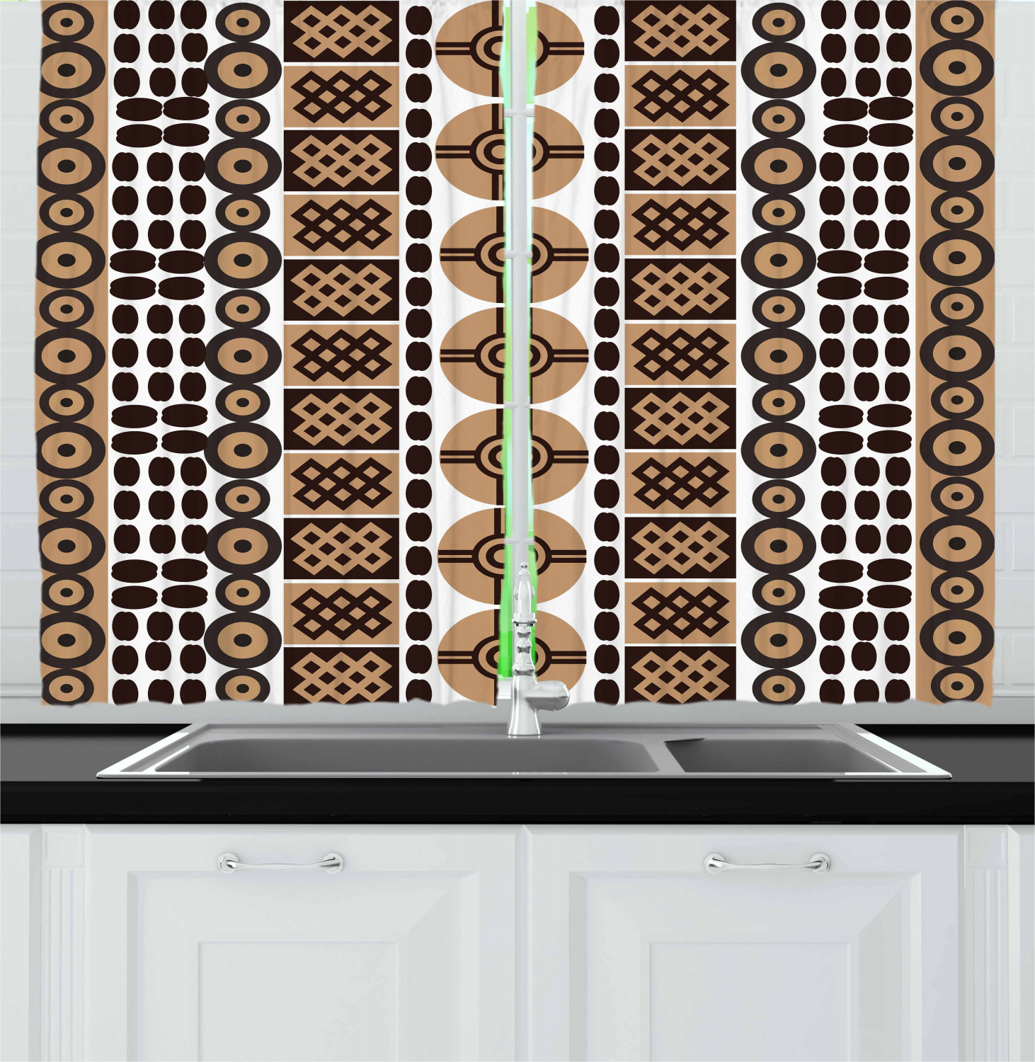 Zambia Kitchen Curtains 2 Panel Set Window Drapes 55" X 39" Ambesonne - Picture 4 of 13