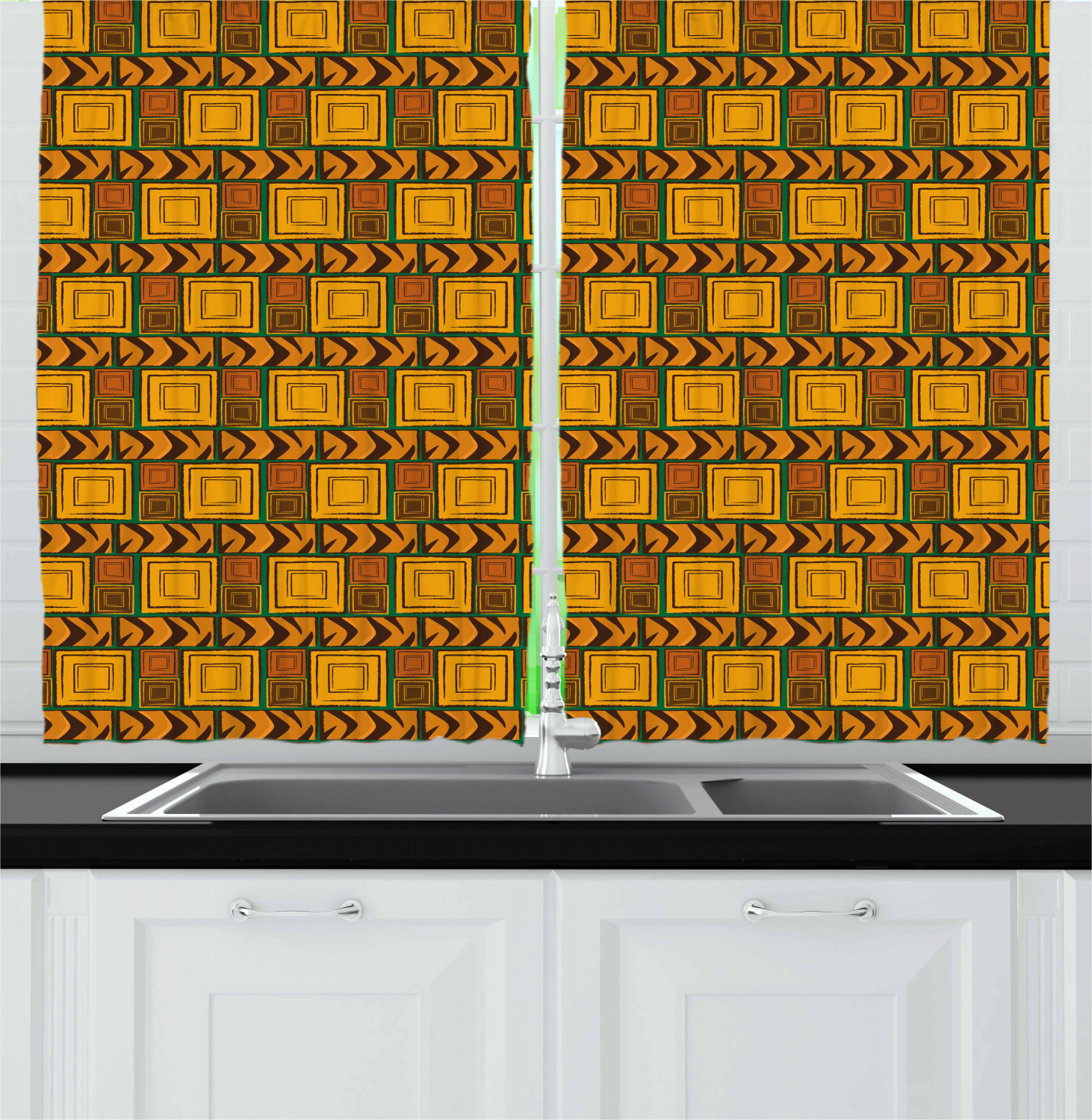 Zambia Kitchen Curtains 2 Panel Set Window Drapes 55" X 39" Ambesonne - Picture 9 of 13