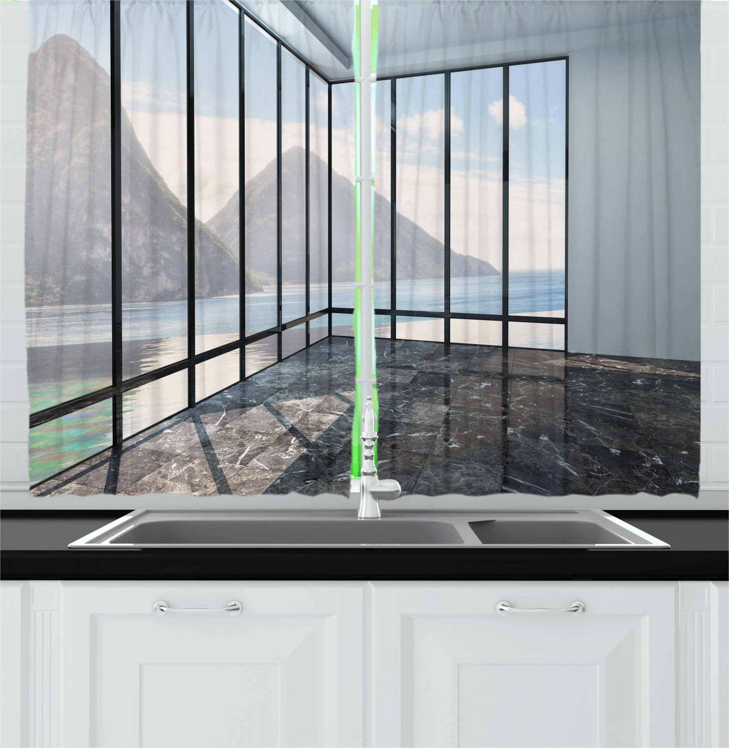 Natural Landscape Window Treatments for Kitchen Curtains 2 Panels,55X39‘’ 