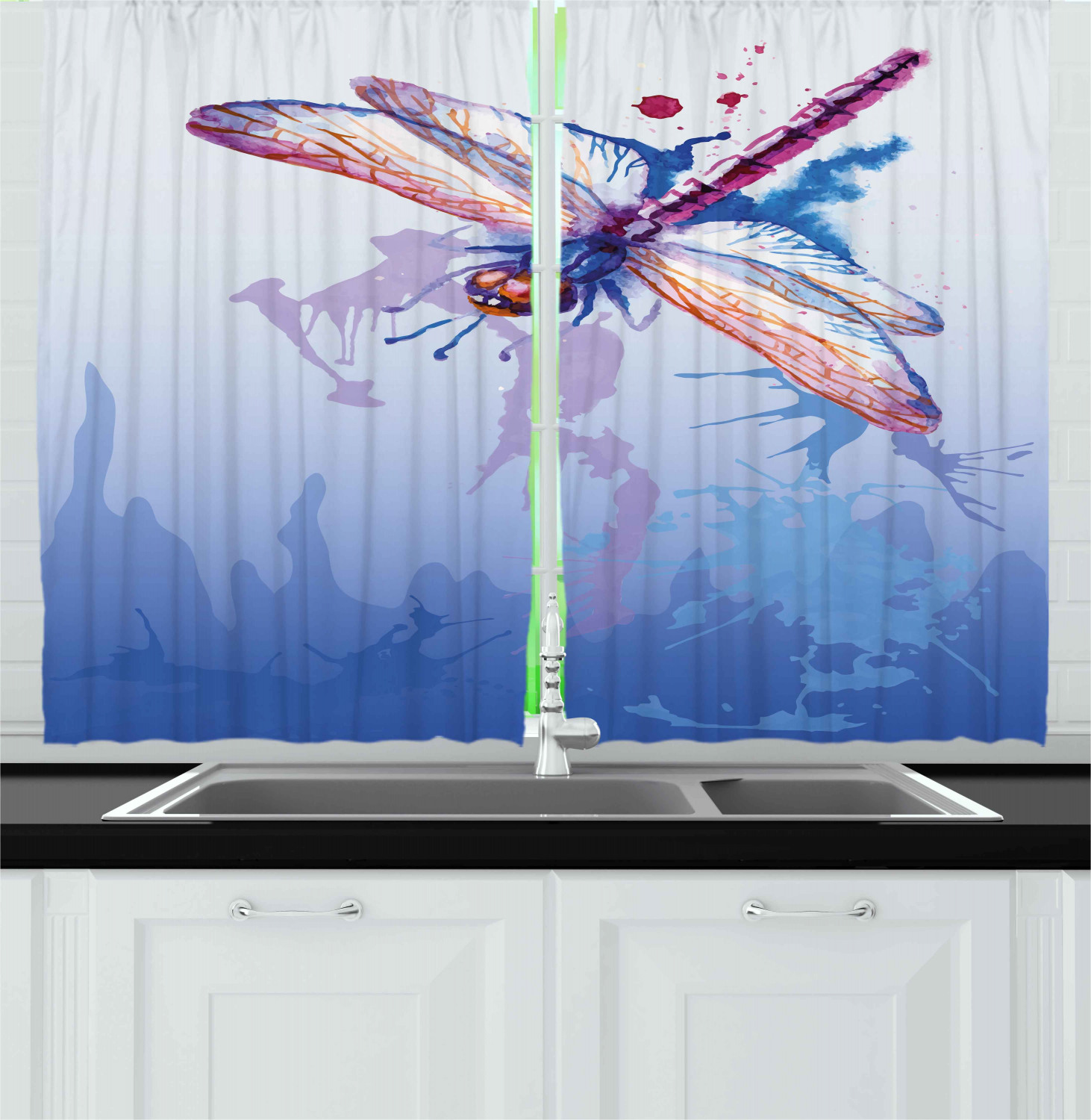 Dragonfly Wings Kitchen Curtains 2 Panel Set Window Drapes 55" X 39" eBay