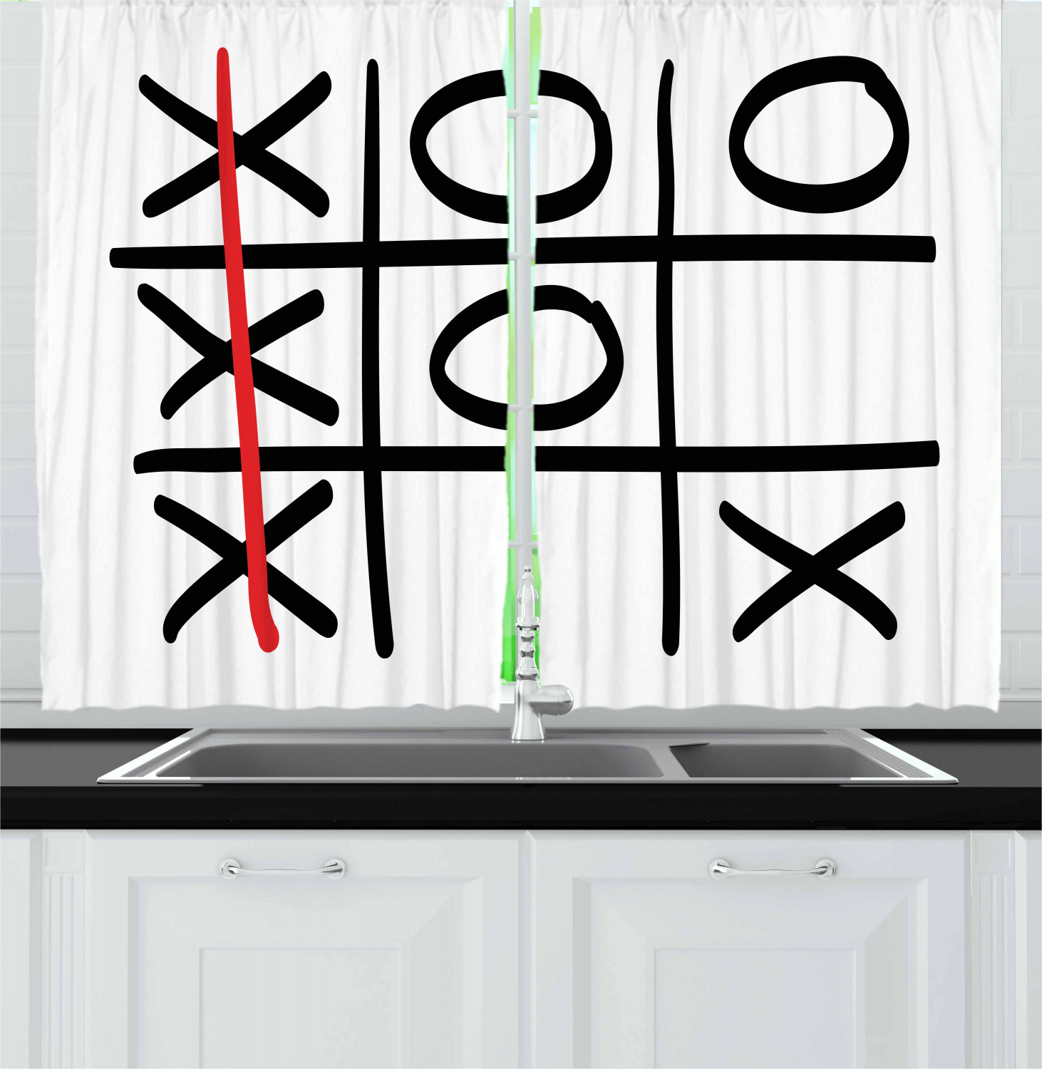 Xo Kitchen Curtains 2 Panel Set Window Drapes 55" X 39" Ambesonne - Picture 13 of 18