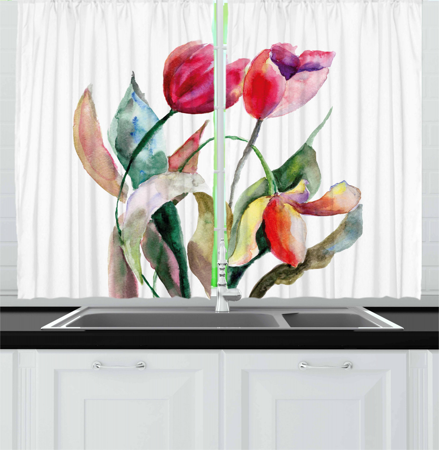 49 Types Modern Art Print Window Drapes Kitchen Curtains 2 Panels Set 55"x39" 