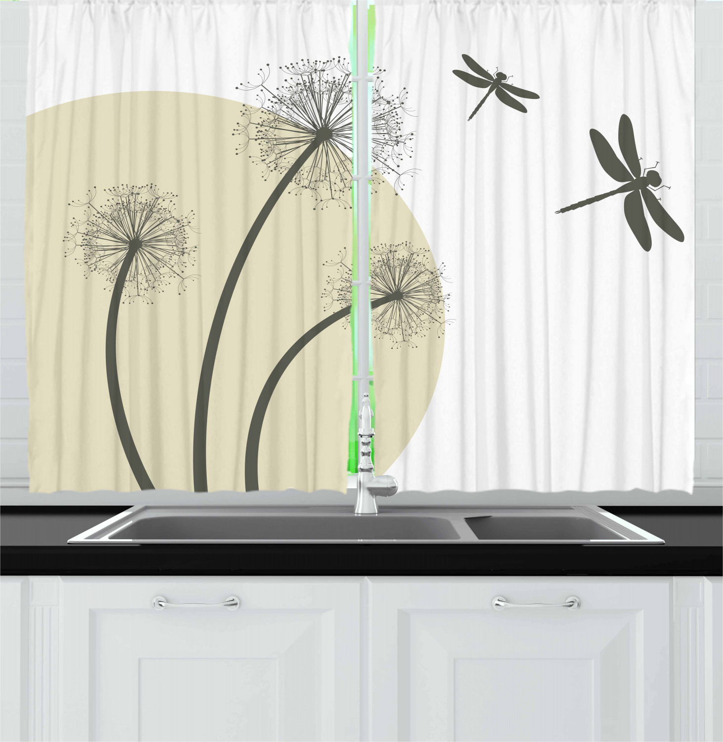 Flying Dragonfly Kitchen Curtains 2 Panel Set Window Drapes 55" X 39