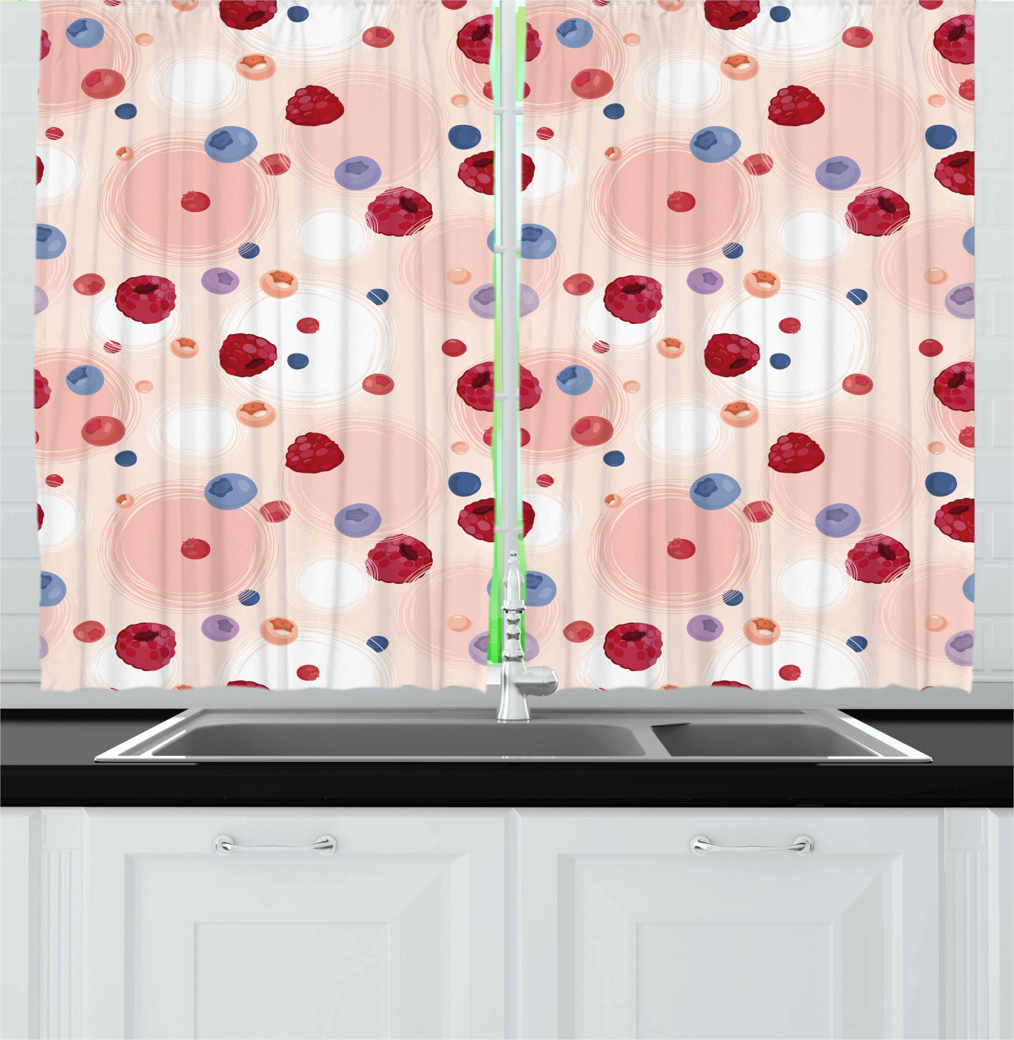 Peach Tones Kitchen Curtains 2 Panel Set Window Drapes 55
