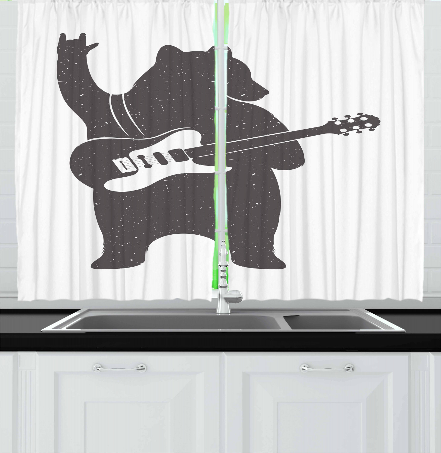 Bear Kitchen Curtains 2 Panel Set Window Drapes 55