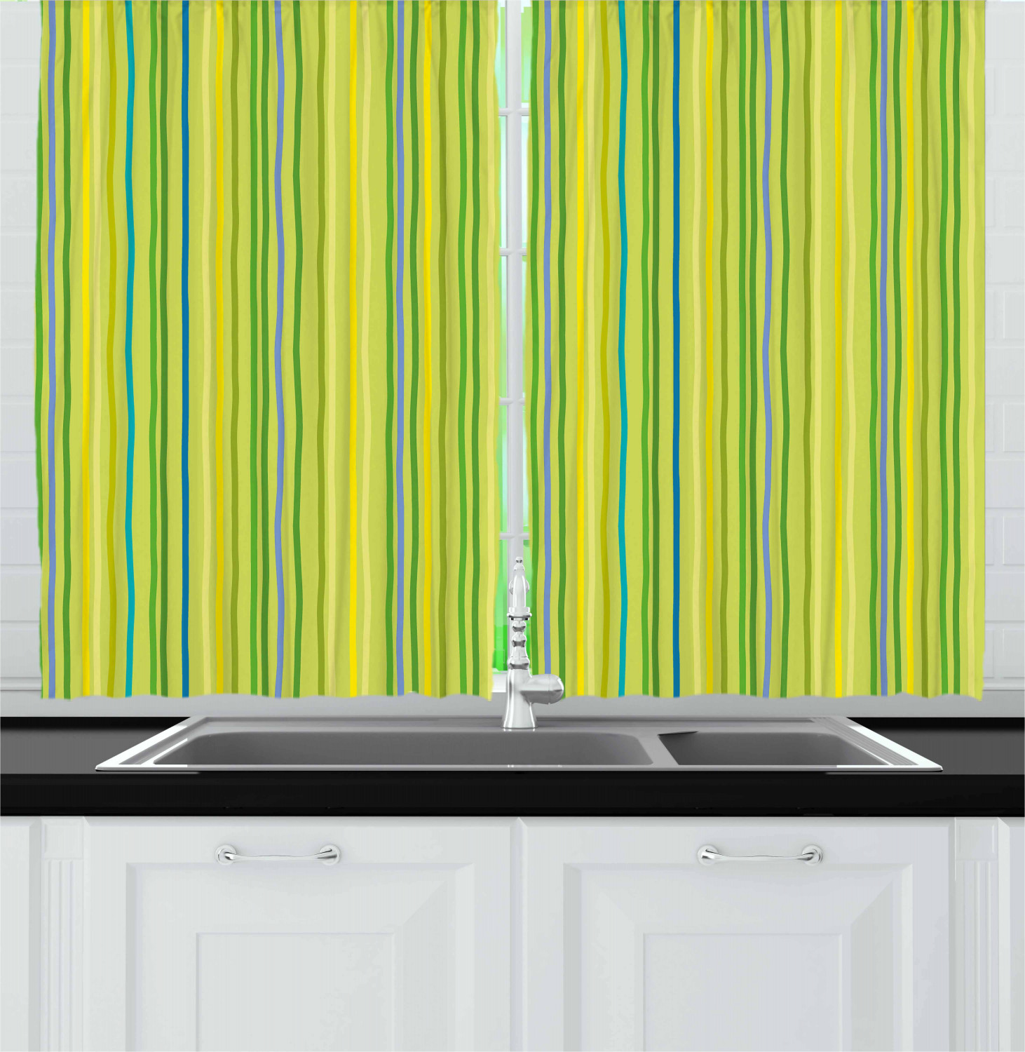  Lime  Green  Kitchen  Curtains 2 Panel Set  Window Drapes 55 