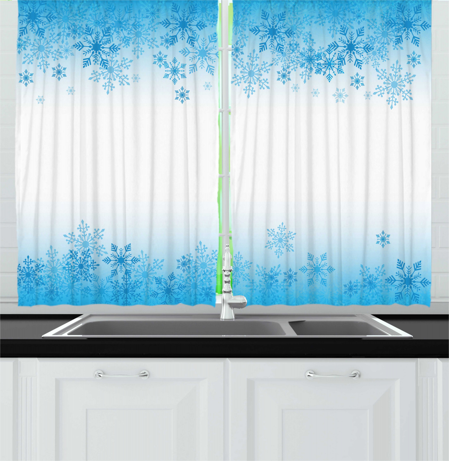 Winter Kitchen Curtains 2 Panel Set Window Drapes 55" X 39 ...