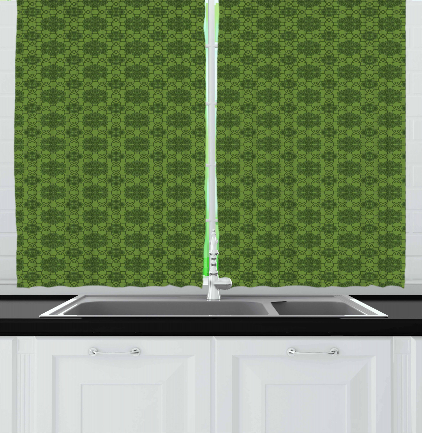 Sage Kitchen Curtains 2 Panel Set Window Drapes 55 X 39 By