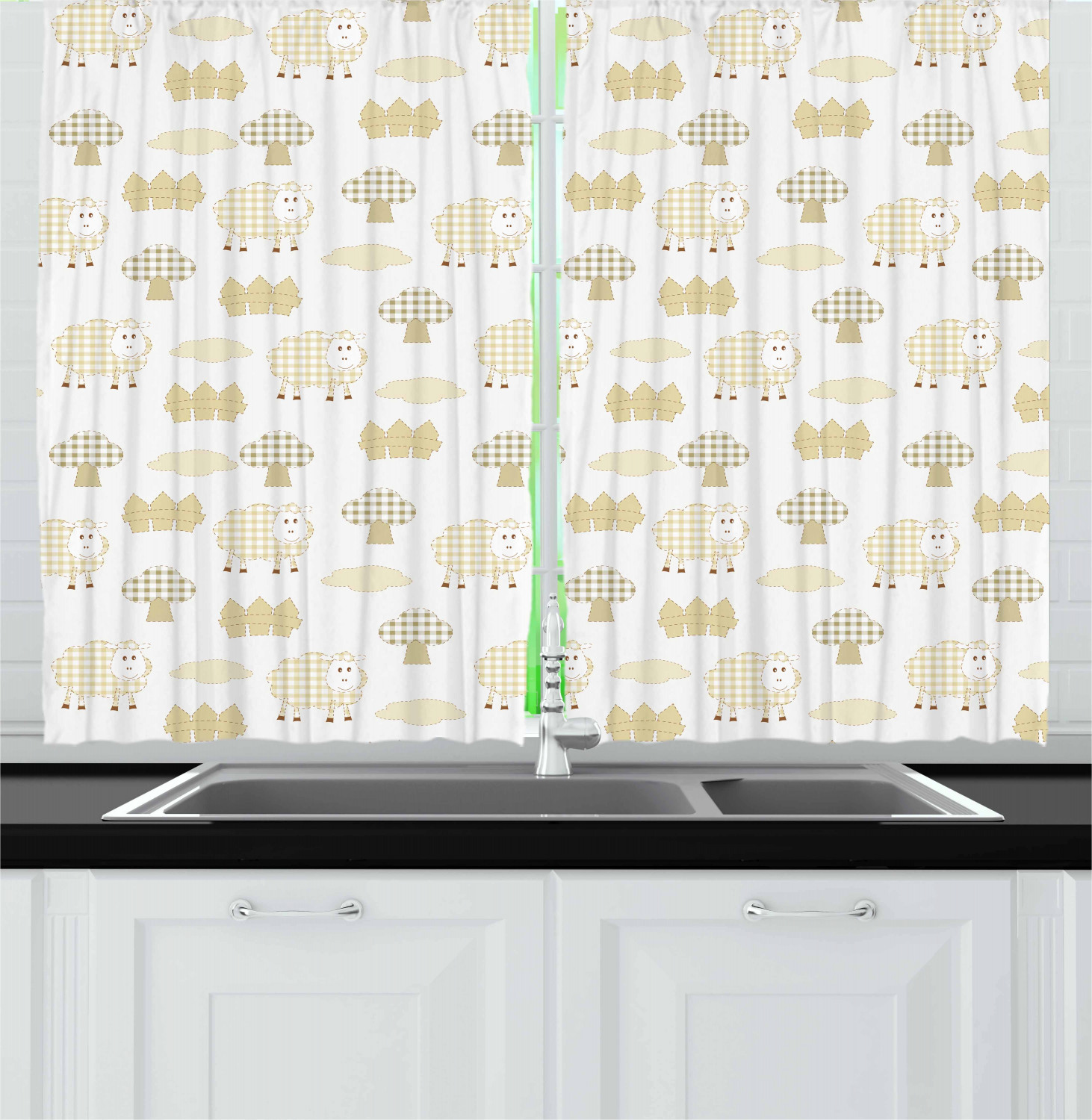 Vintage Kids Kitchen Curtains 2 Panel Set Window Drapes 55" X 39" by Ambesonne - Picture 11 of 20