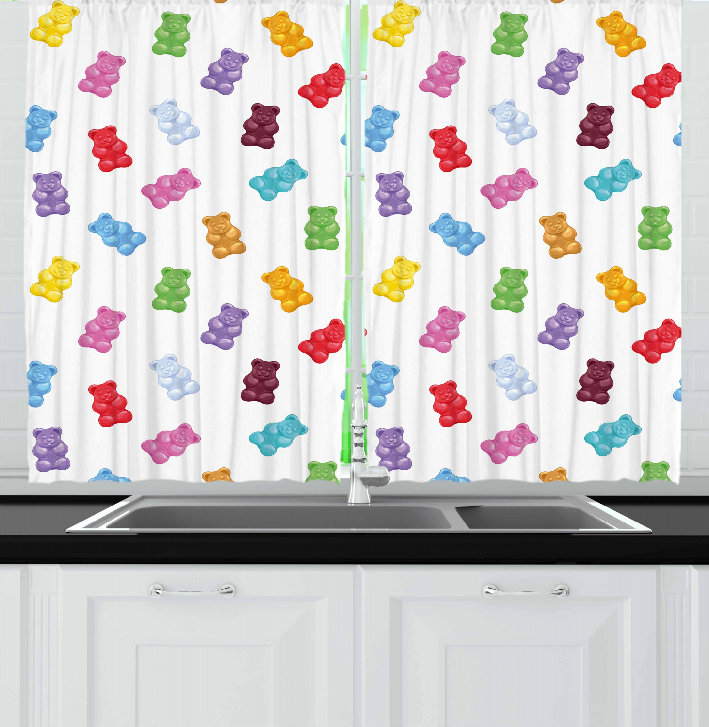 Vintage Kids Kitchen Curtains 2 Panel Set Window Drapes 55" X 39" by Ambesonne - Picture 20 of 20