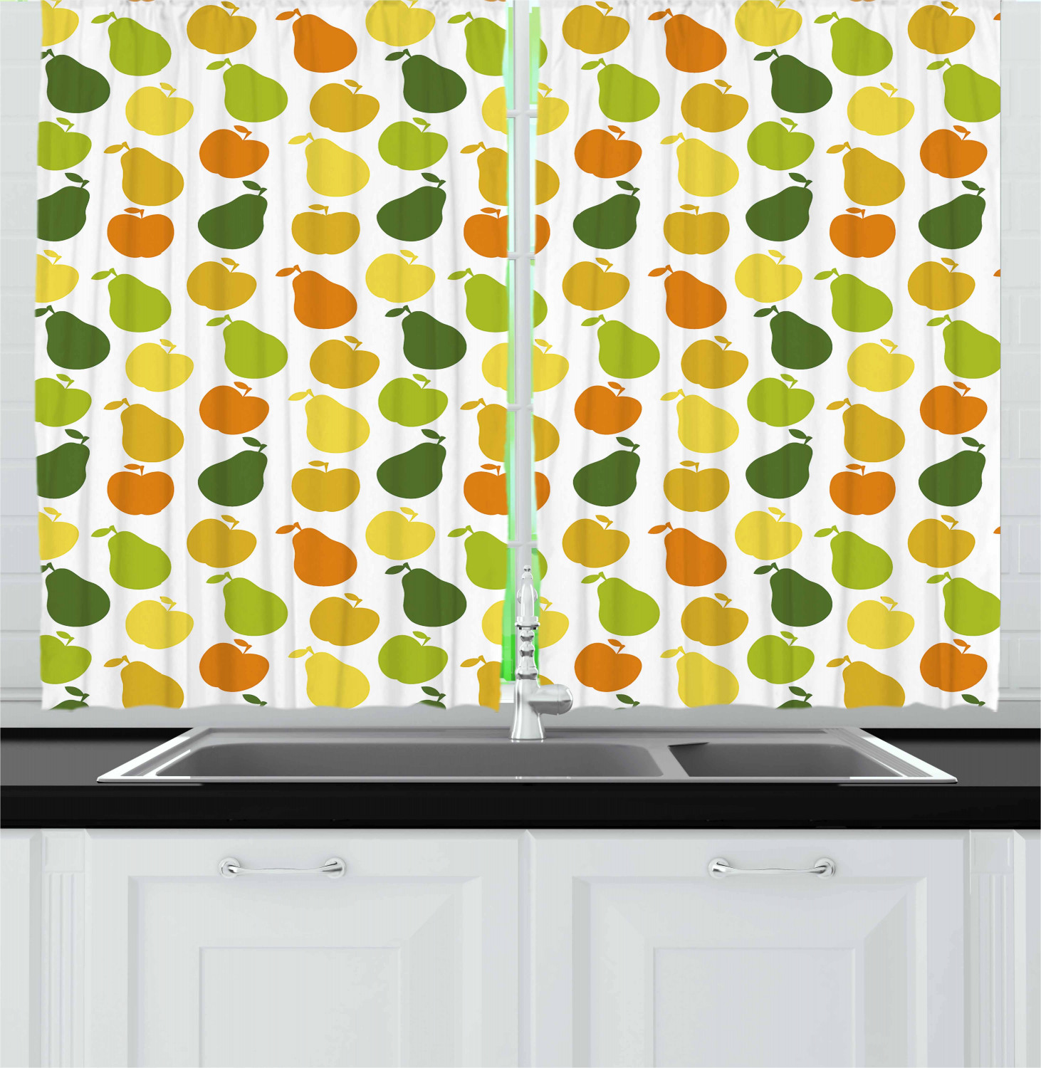 Fruits Kitchen Curtains 2 Panel Set Window Drapes 55" X 39" by