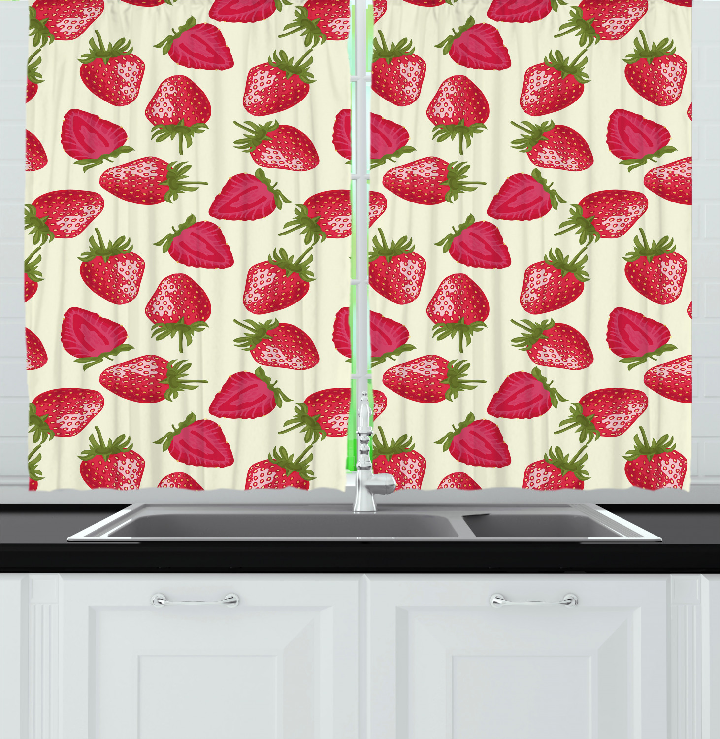 Fruits Kitchen Curtains 2 Panel Set Window Drapes 55" X 39" by