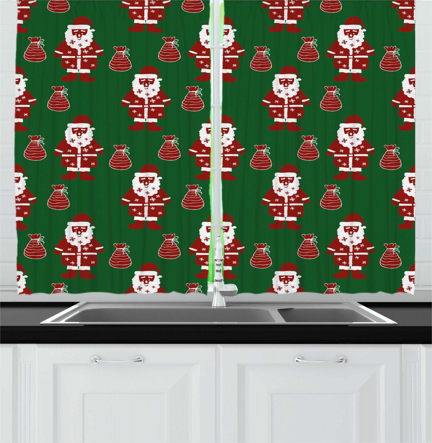 Geometric Christmas Kitchen Curtains 2 Panel Set Window Drapes 55 X 39 Ebay