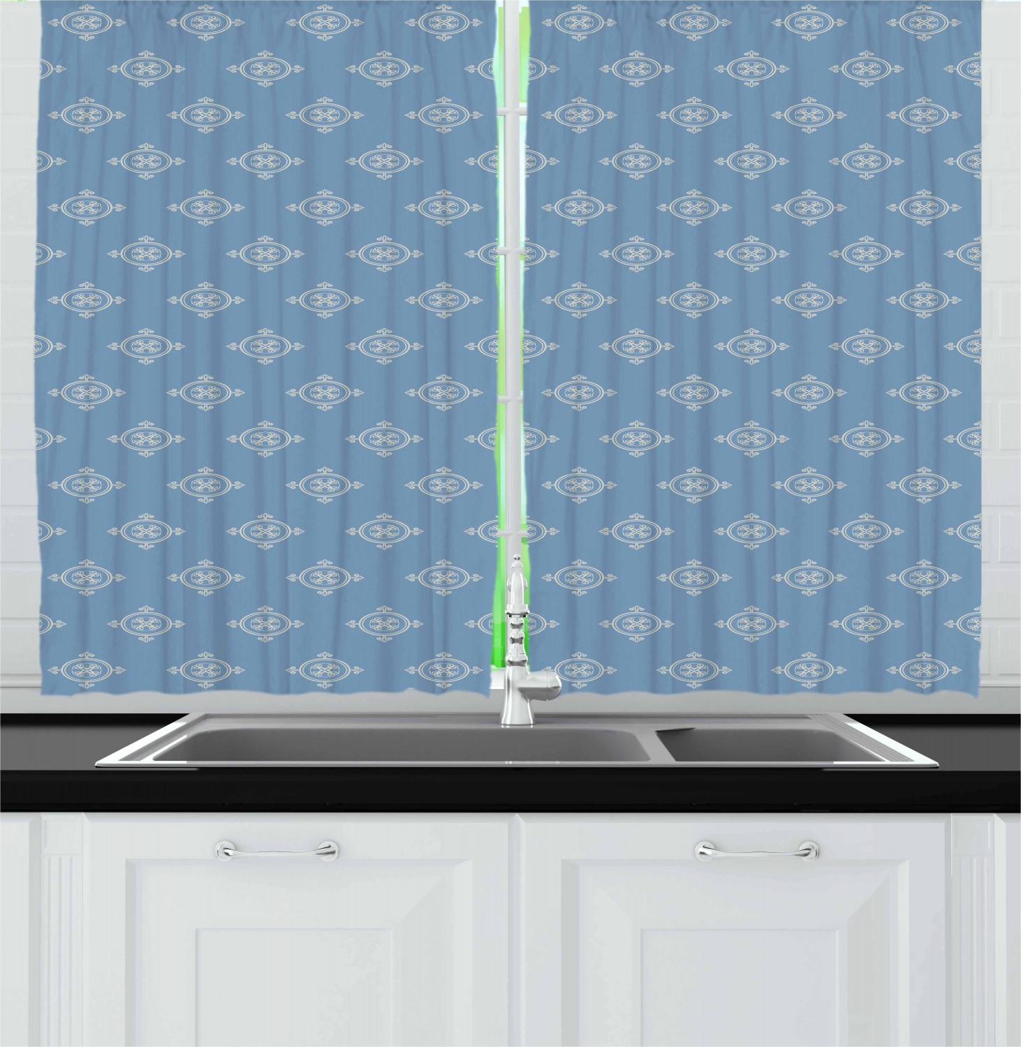 Ethnic Geometry Kitchen Curtains 2 Panel Set Window Drapes 55" X 39" Ambesonne - Picture 6 of 11