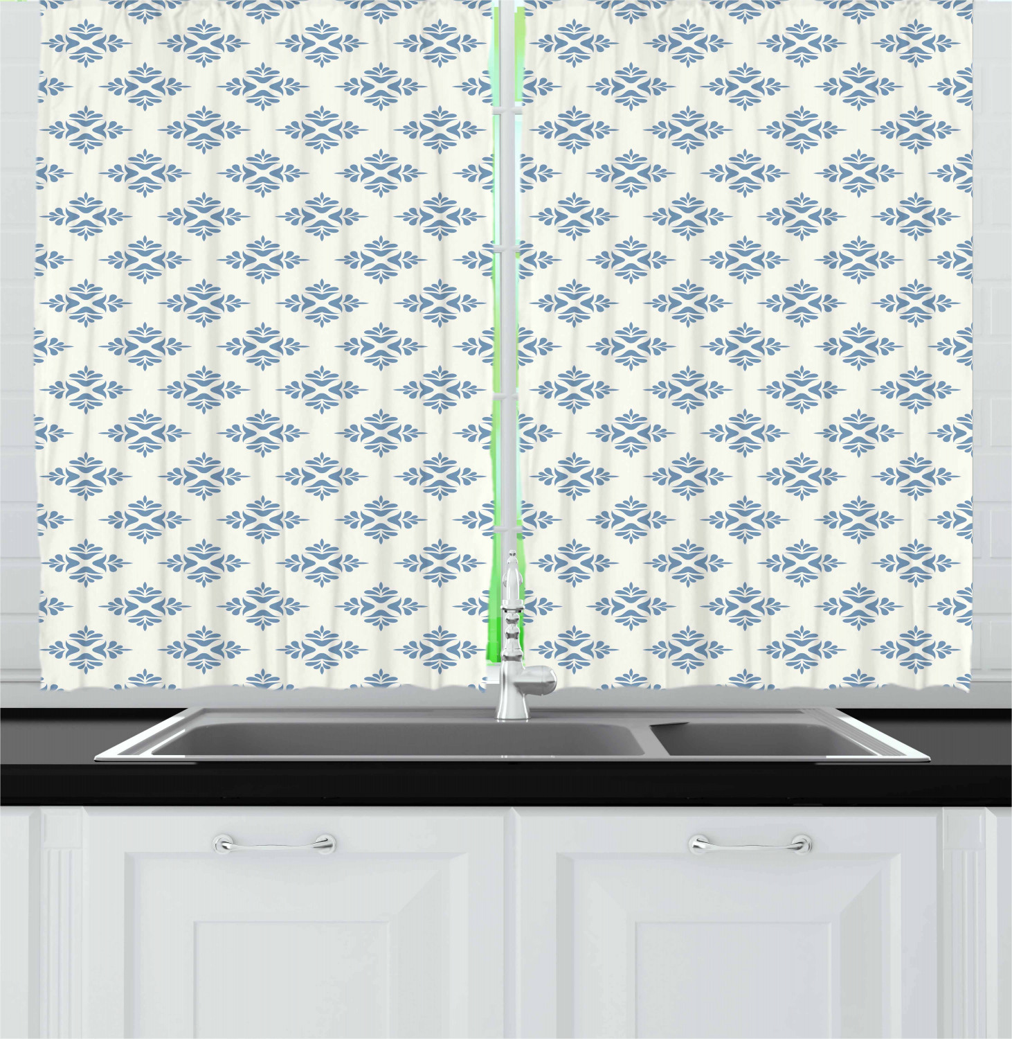Ethnic Geometry Kitchen Curtains 2 Panel Set Window Drapes 55" X 39" Ambesonne - Picture 2 of 11
