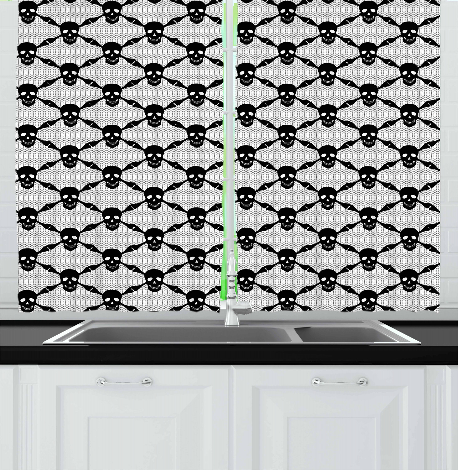 Gothic Kitchen Curtains 2 Panel Set Window Drapes 55" X 39" by