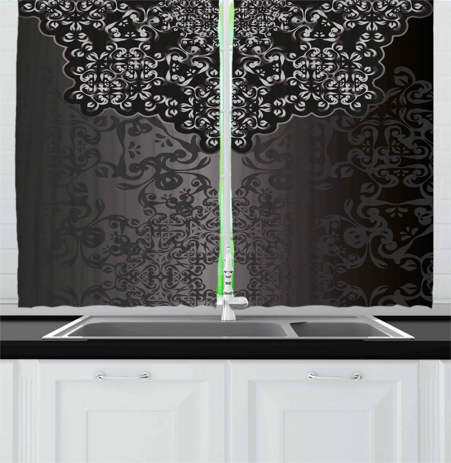 Dark Grey Kitchen Curtains 2 Panel Set Window Drapes 55 X 39 By