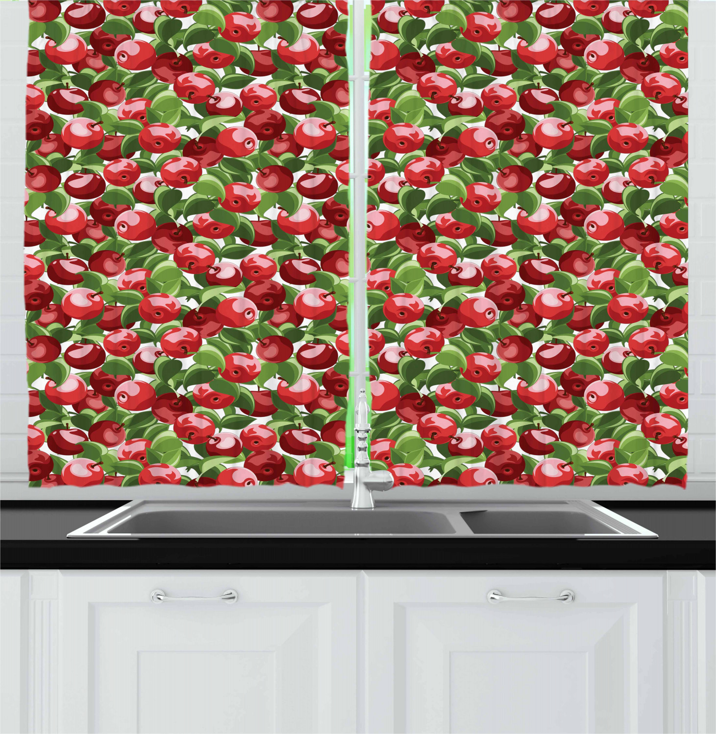 Apple Fruit Kitchen Curtains 2 Panel Set Window Drapes 55 X 39 By