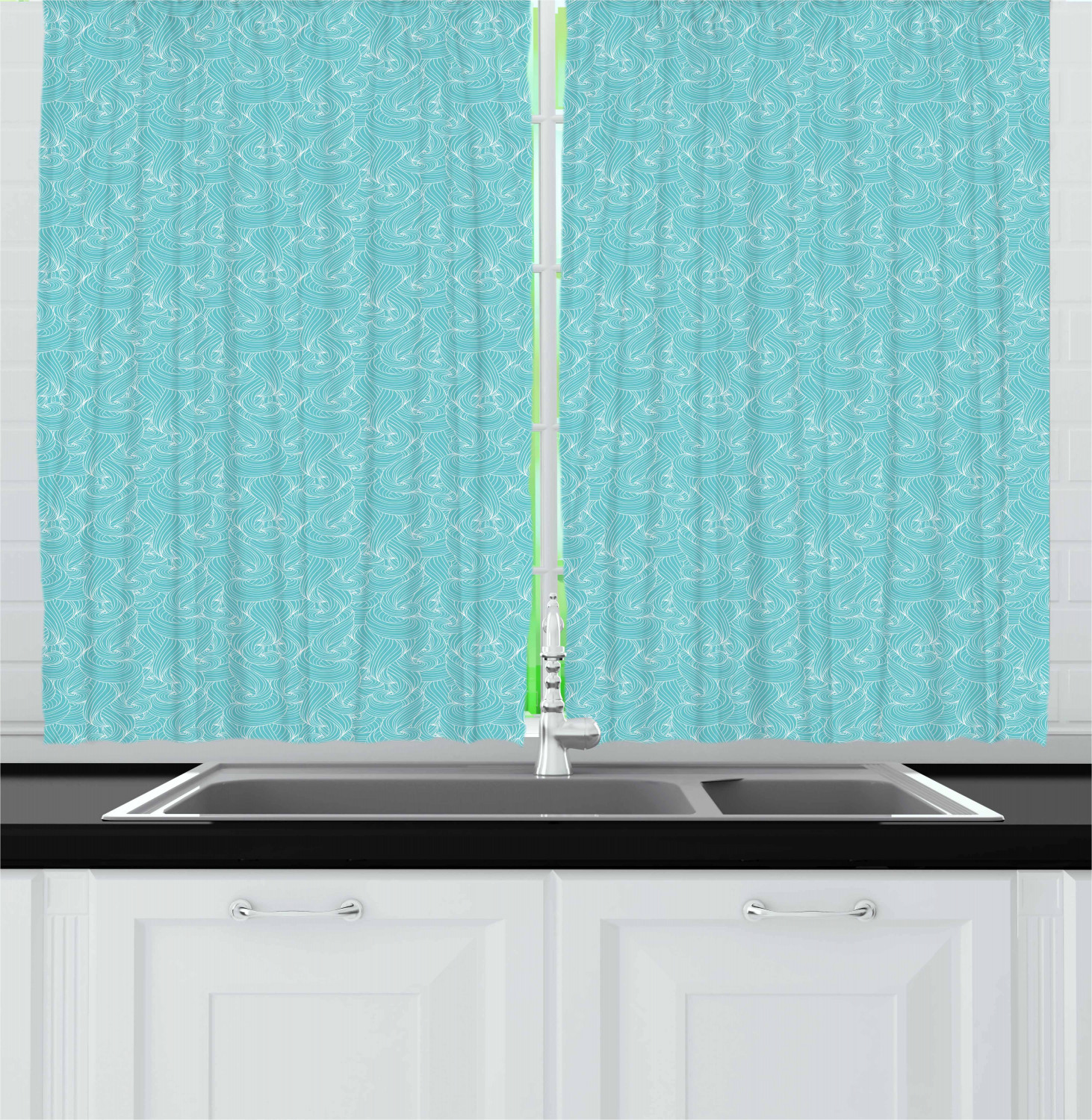Turquoise Kitchen Curtains 2 Panel Set Window Drapes 55 X 39 By