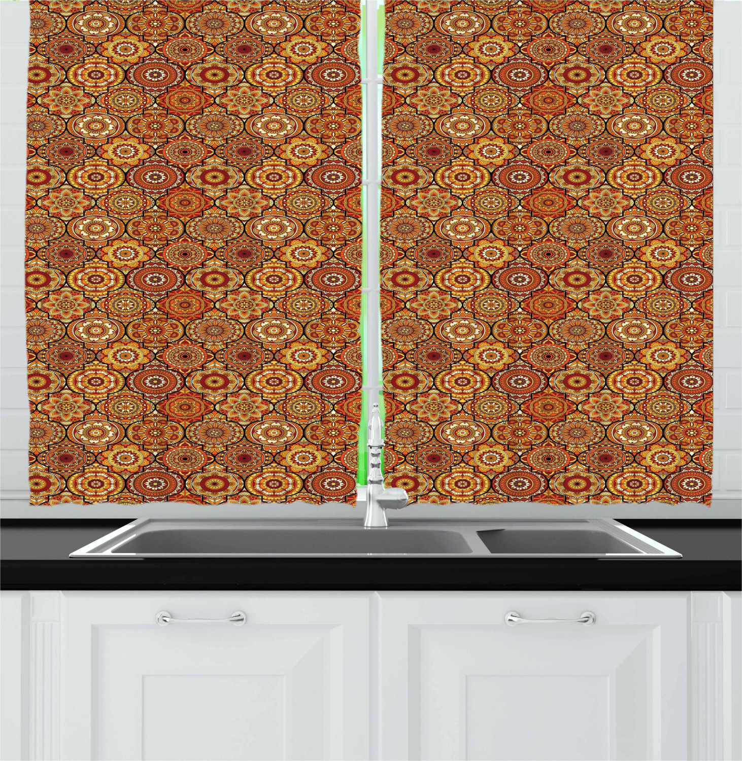 Middle Eastern Kitchen Curtains 2 Panel Set Window Drapes 55