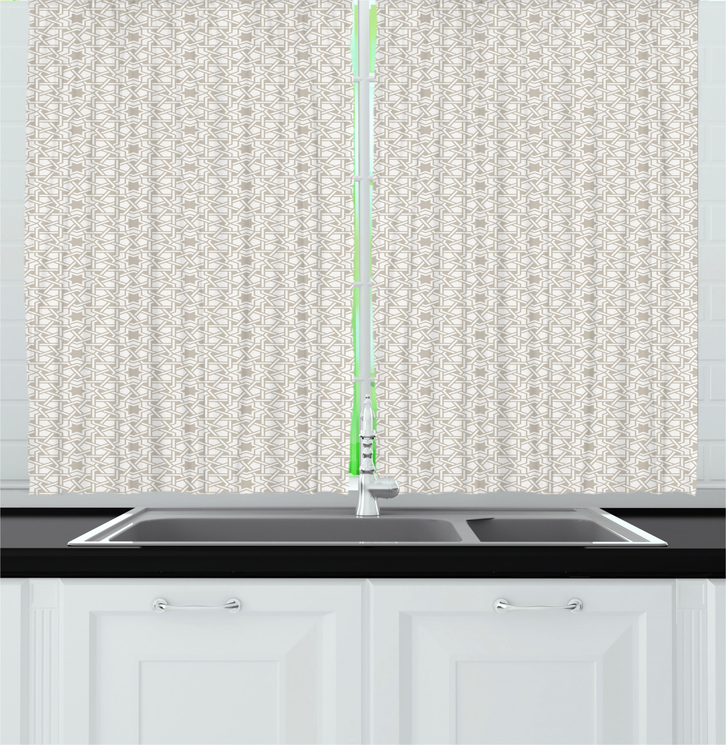 Eastern Moroccan Kitchen Curtains 2 Panel Set Window Drapes 55" X 39" Ambesonne - Picture 9 of 25