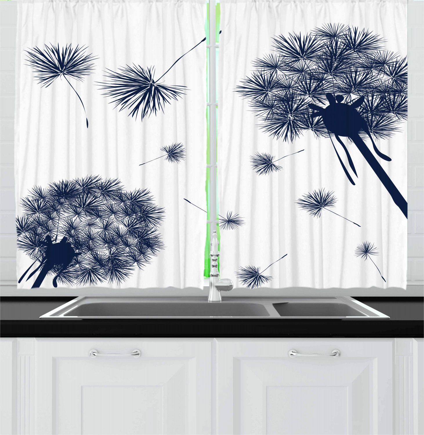 Dandelion Kitchen Curtains 2 Panel Set Window Drapes 55" X ...