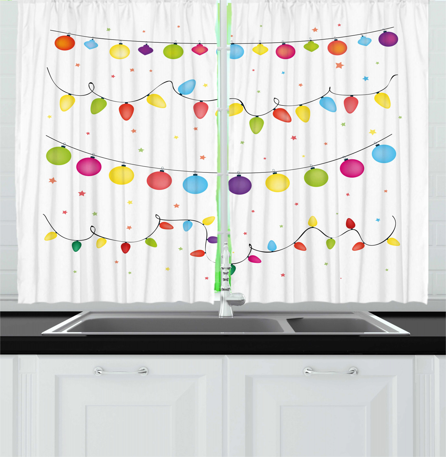 Nursery Baby Kitchen Curtains 2 Panel Set Window Drapes 55" X 39" Ambesonne - Picture 20 of 28