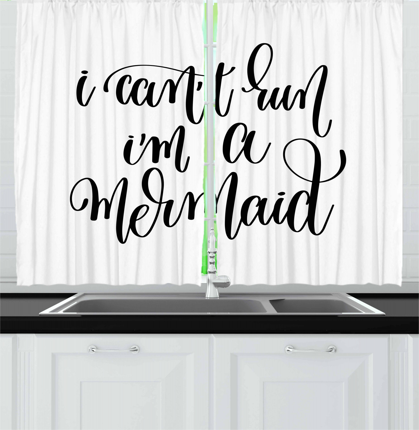 Motivational Kitchen Curtains 2 Panel Set Window Drapes 55" X 39" Ambesonne - Picture 16 of 29