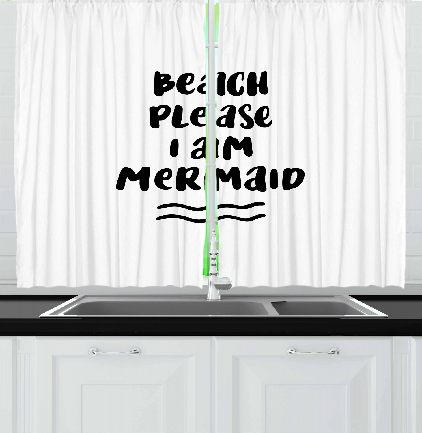 Motivational Kitchen Curtains 2 Panel Set Window Drapes 55" X 39" Ambesonne - Picture 3 of 29