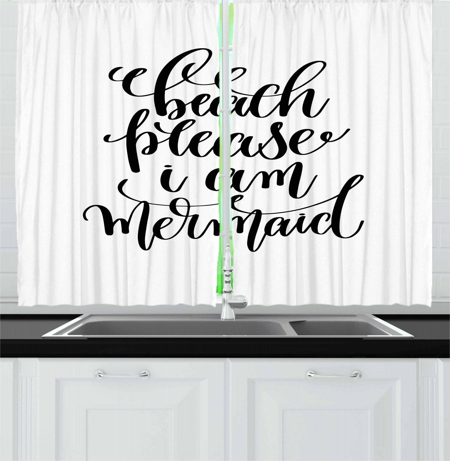 Motivational Kitchen Curtains 2 Panel Set Window Drapes 55" X 39" Ambesonne - Picture 12 of 29