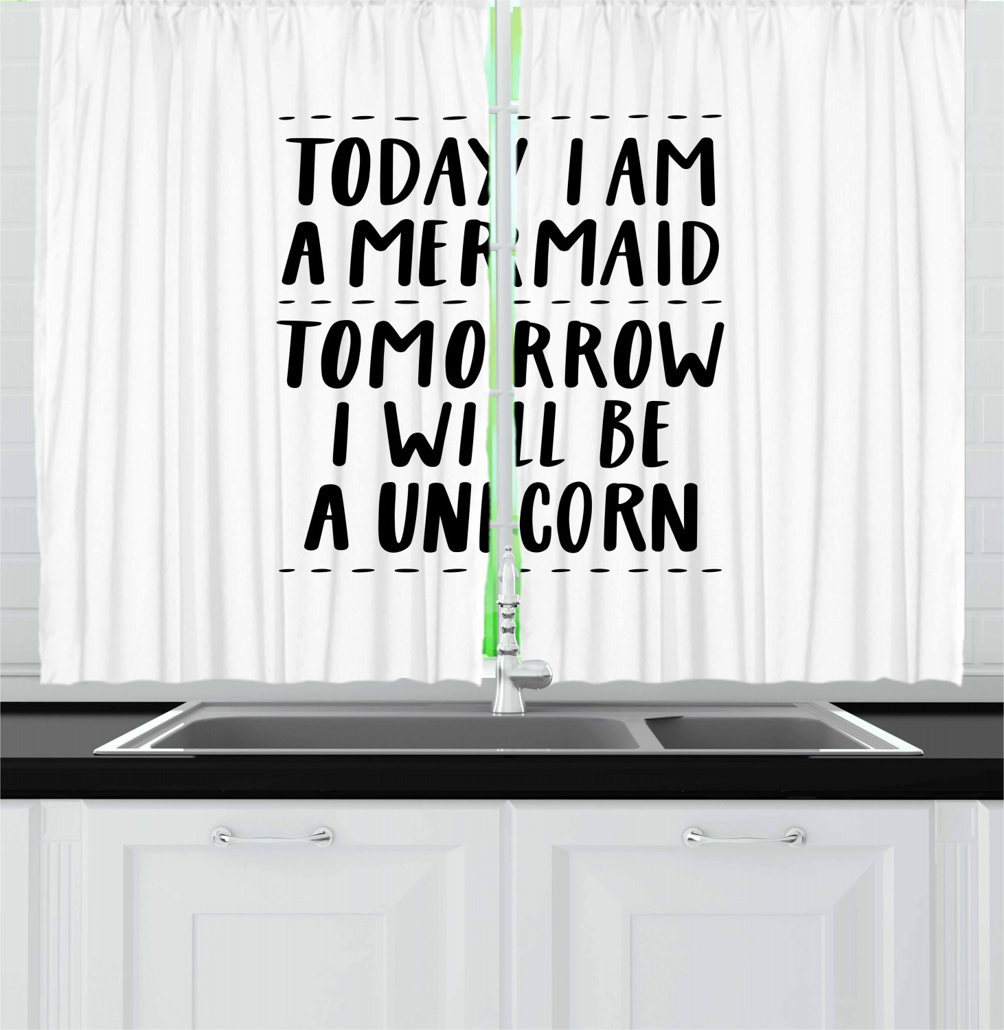 Motivational Kitchen Curtains 2 Panel Set Window Drapes 55" X 39" Ambesonne - Picture 21 of 29