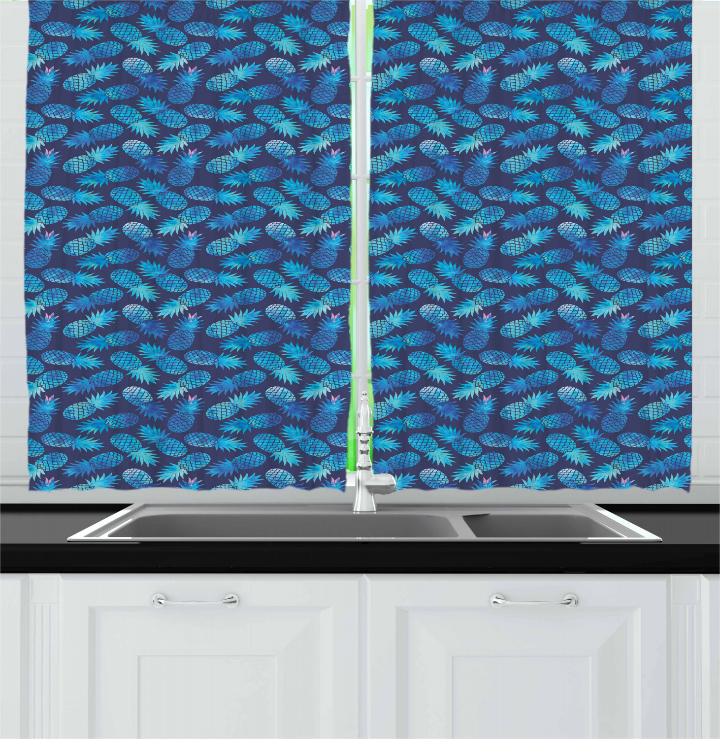 Pastel Kitchen Curtains 2 Panel Set Window Drapes 55" X 39" Ambesonne - Picture 6 of 6