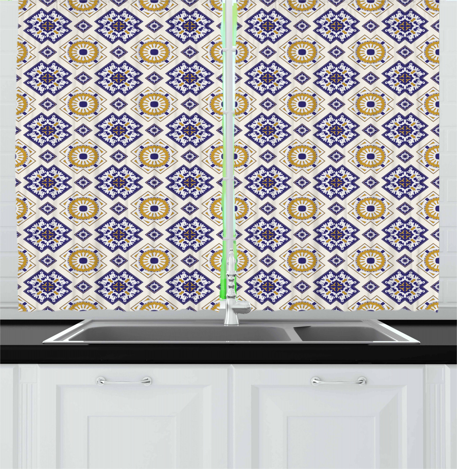 Abstract Art Kitchen Curtains 2 Panel Set Window Drapes 55" X 39" by Ambesonne - Picture 19 of 21