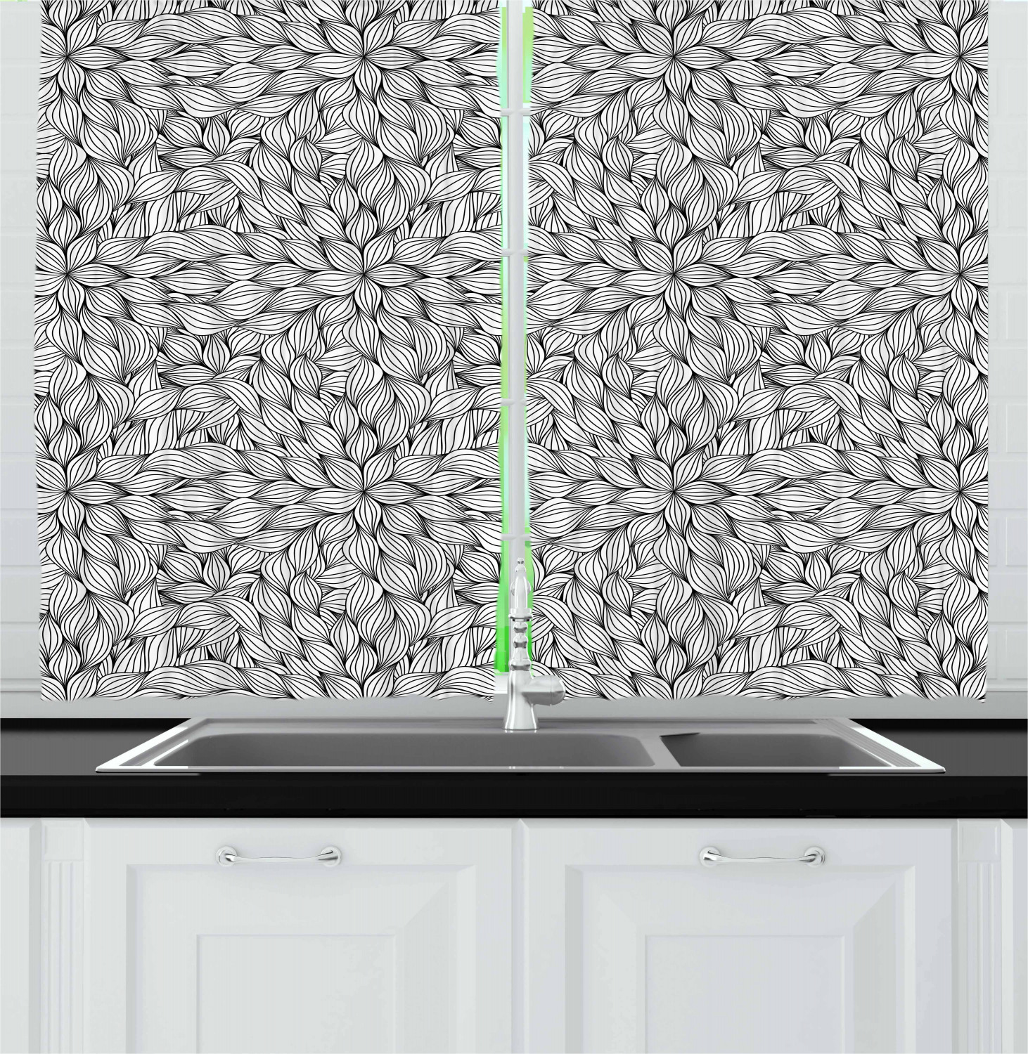 Abstract Art Kitchen Curtains 2 Panel Set Window Drapes 55" X 39" by Ambesonne - Picture 12 of 21