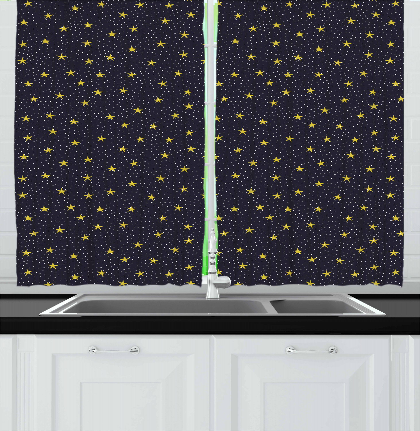 Abstract Art Kitchen Curtains 2 Panel Set Window Drapes 55" X 39" by Ambesonne - Picture 21 of 21