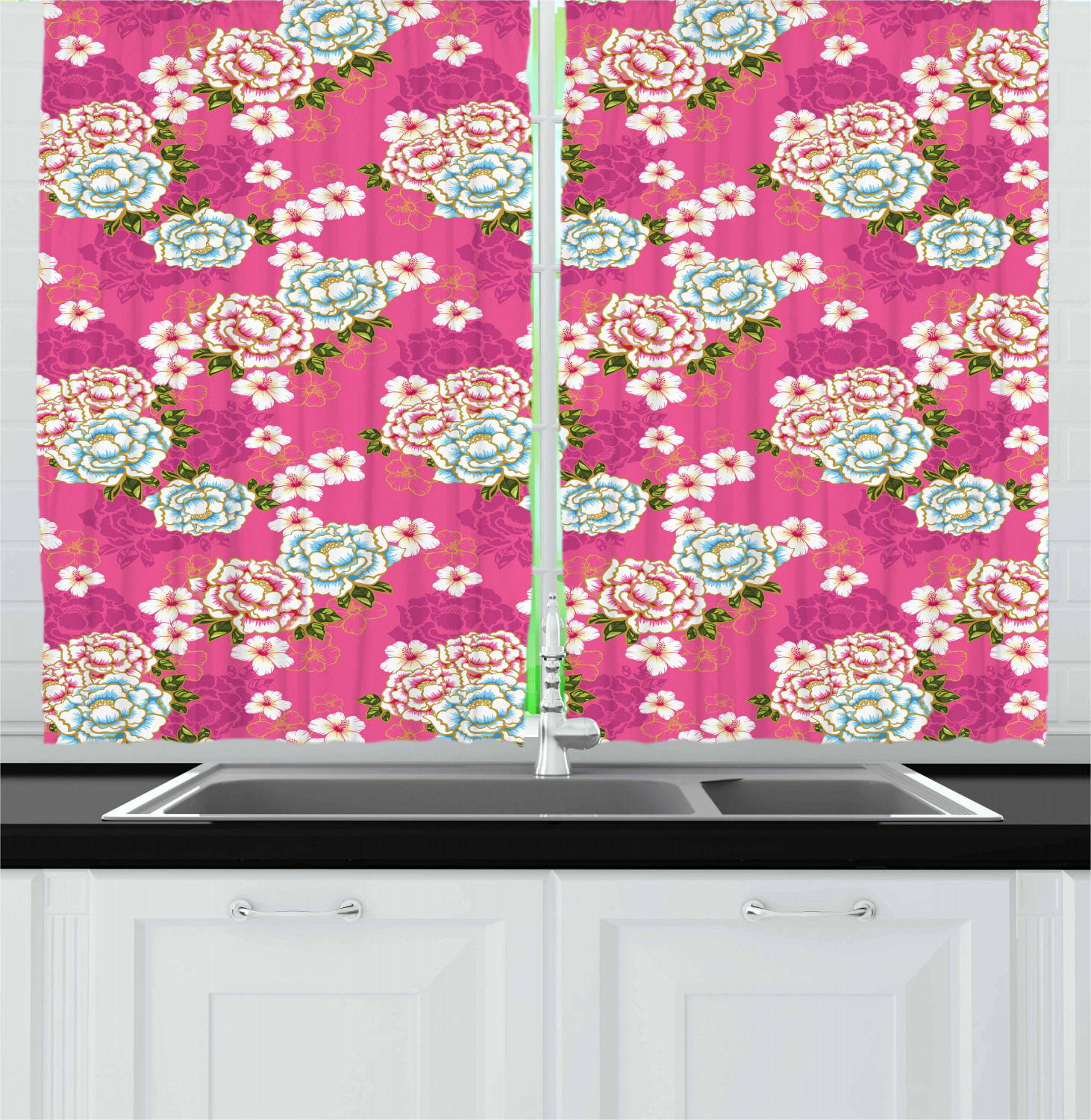Abstract Art Kitchen Curtains 2 Panel Set Window Drapes 55" X 39" by Ambesonne - Picture 17 of 21