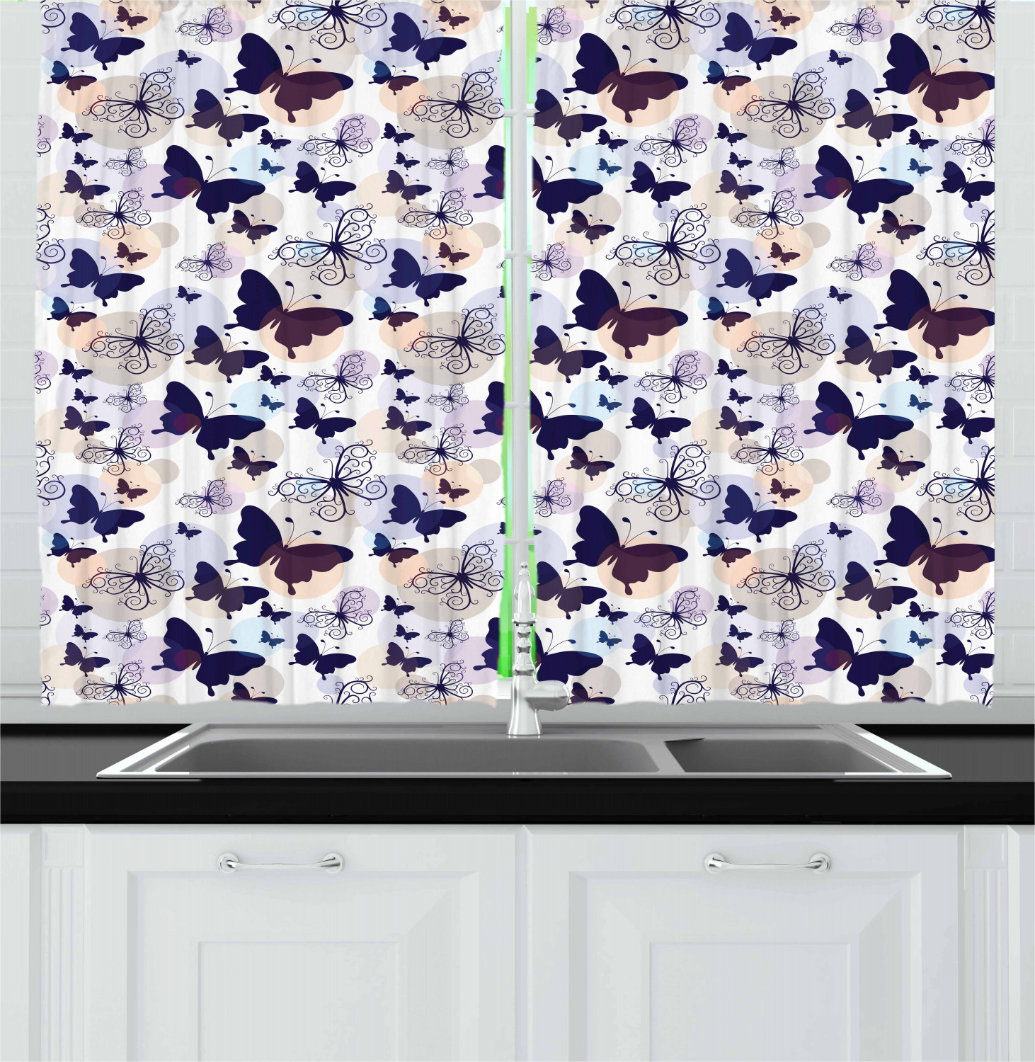 Pet Animals Kitchen Curtains 2 Panel Set Window Drapes 55" X 39" 