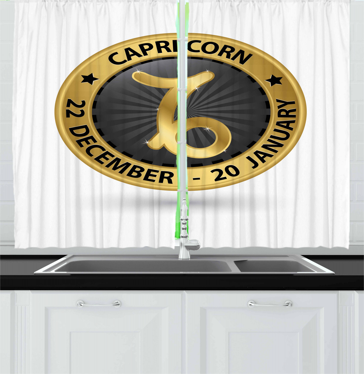 Zodiac Kitchen Curtains 2 Panel Set Decor Window Drapes 55" X 39" Ambesonne - Picture 7 of 31
